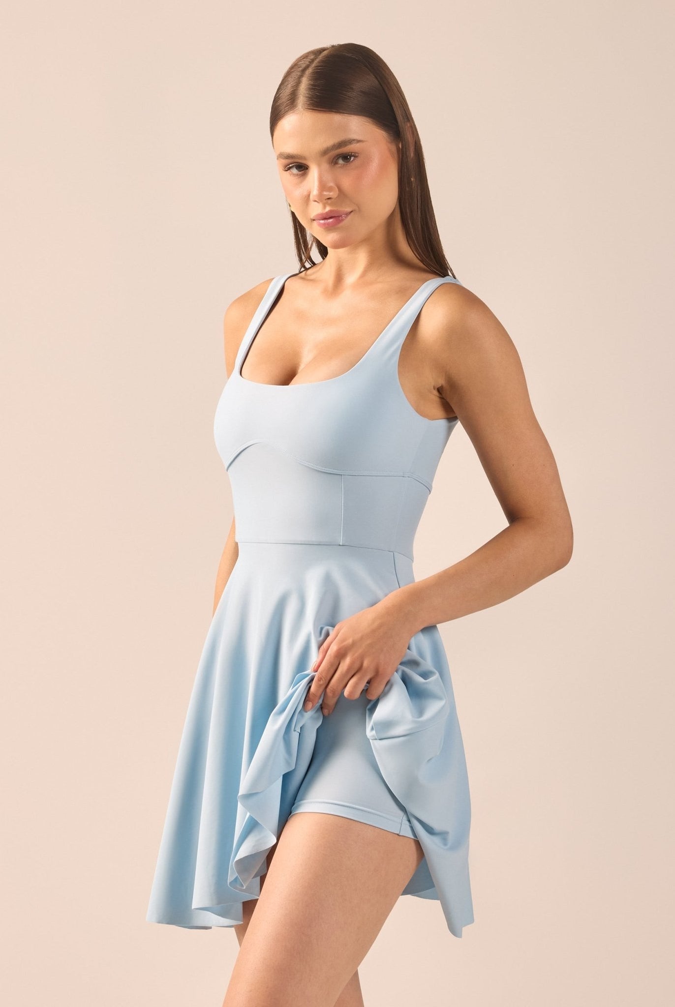 Blue Sleeveless Swimwear - shopaleena