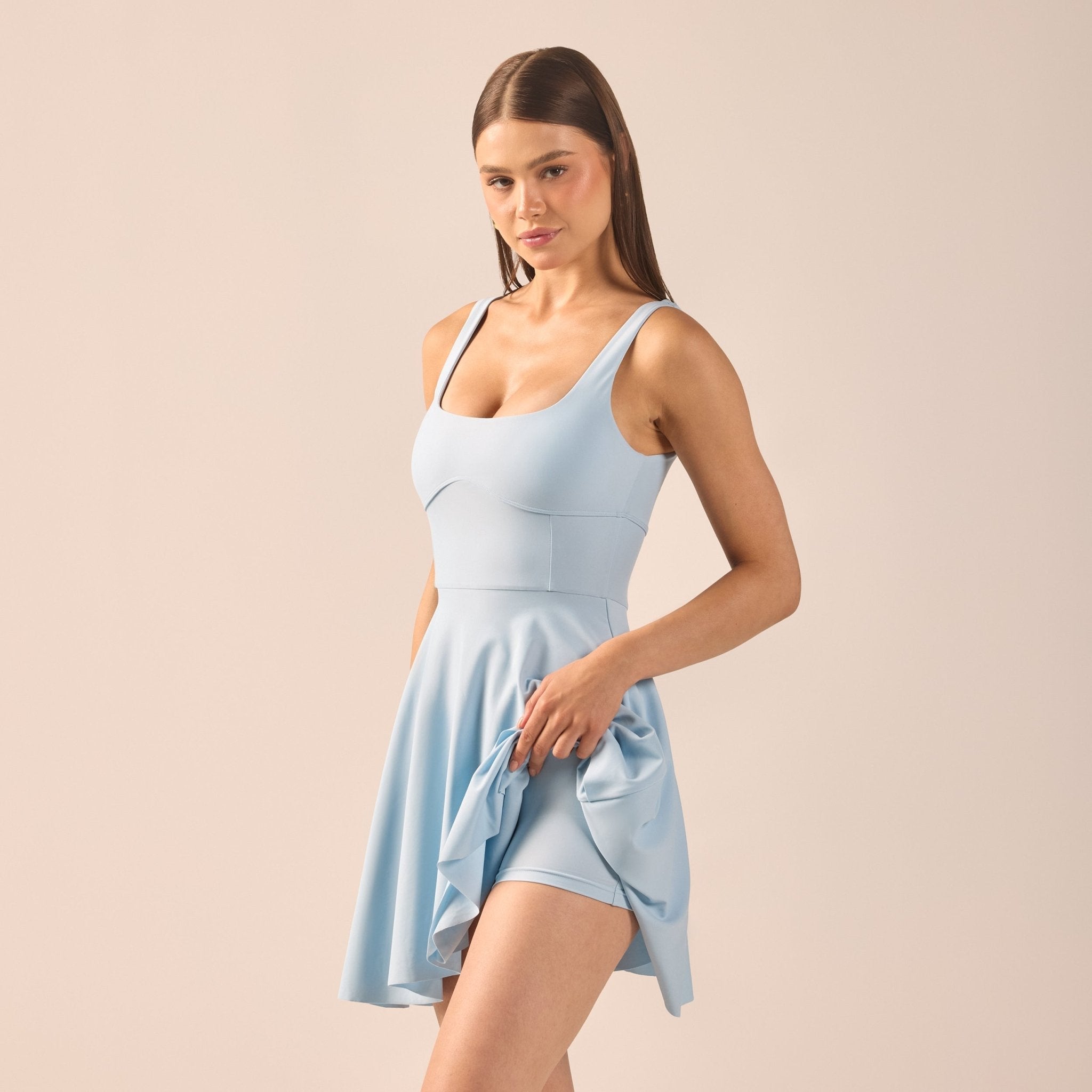 Blue Sleeveless Swimwear - shopaleena