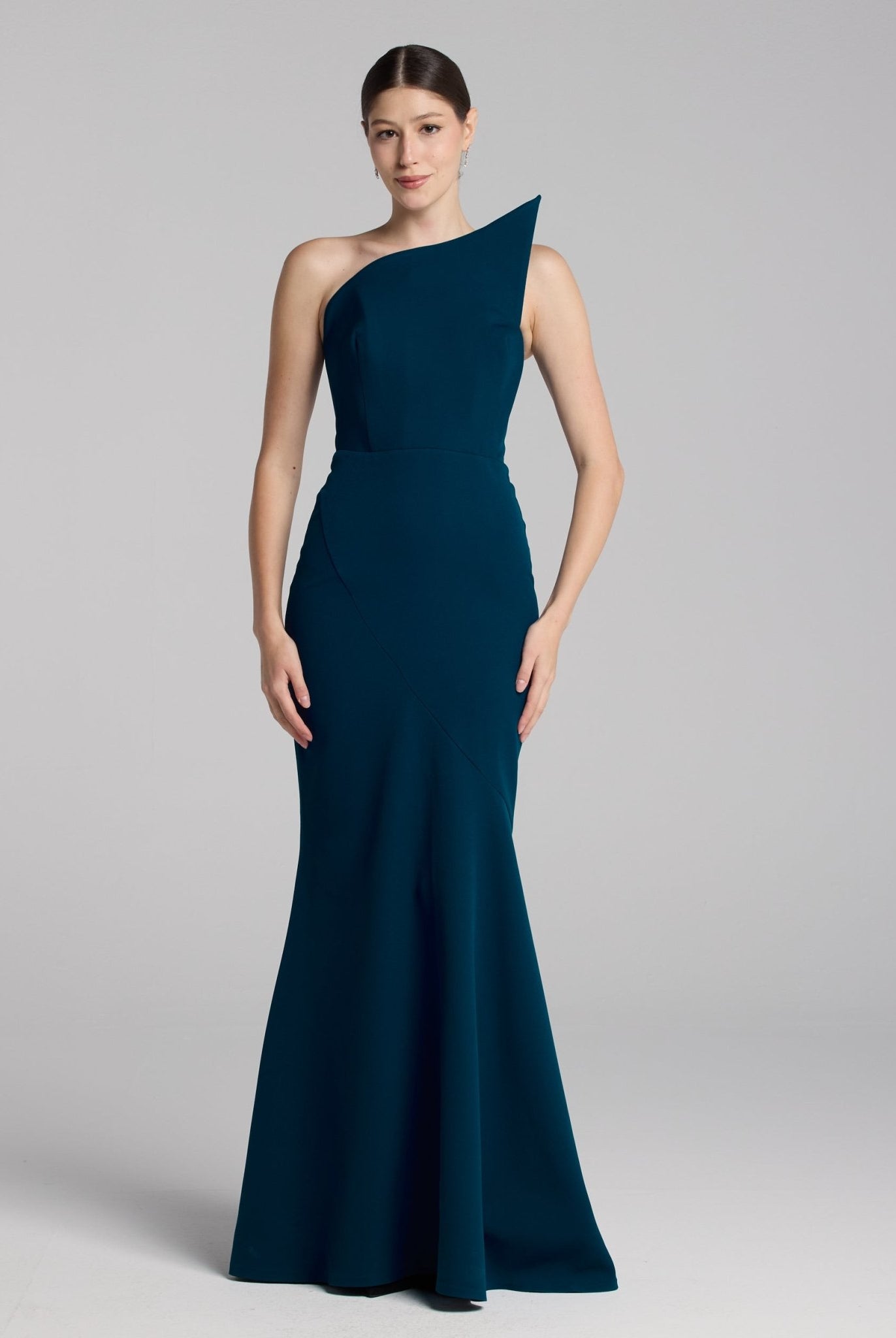 Blue Strapless Mermaid Crepe Maxi Dress - shopaleena