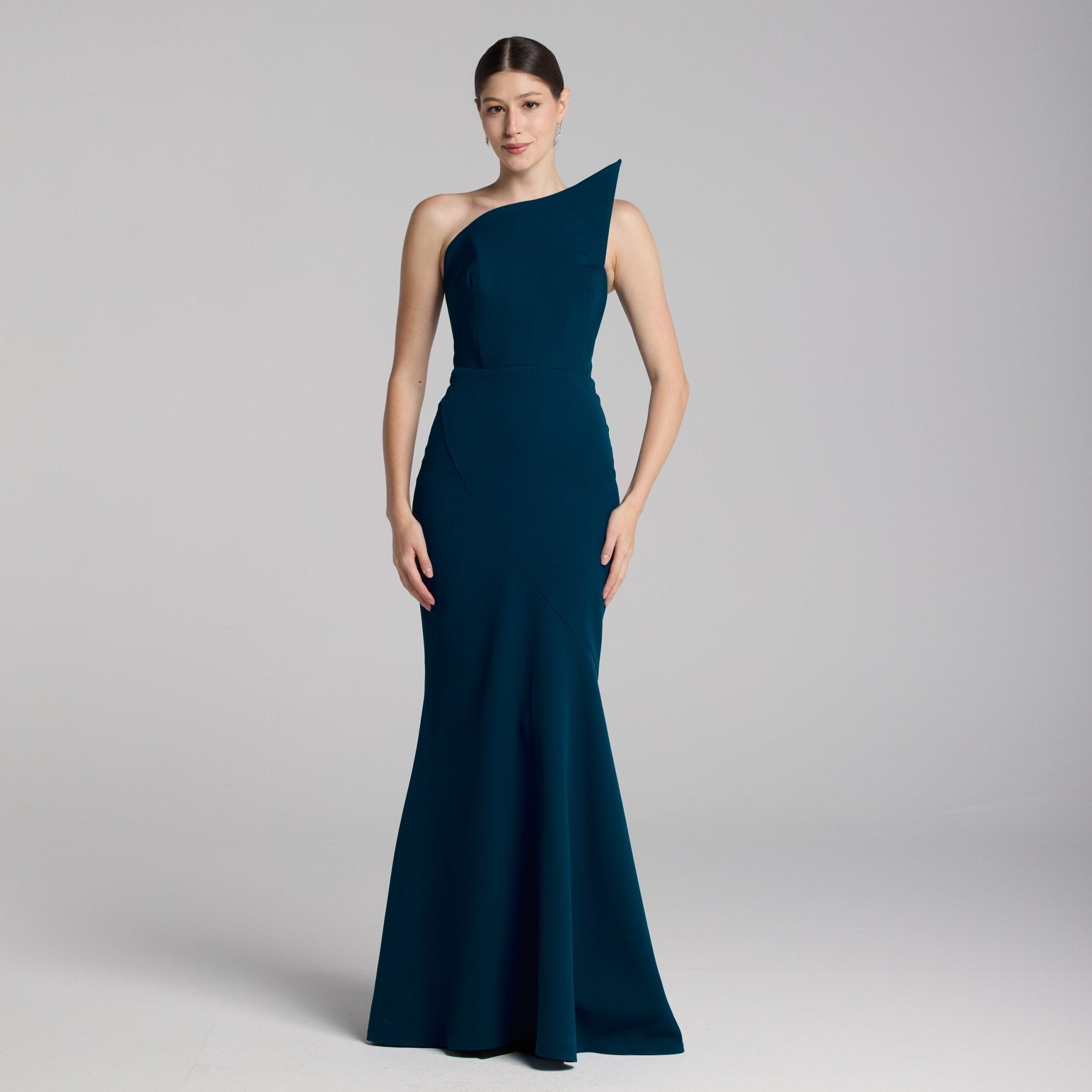 Blue Strapless Mermaid Crepe Maxi Dress - shopaleena