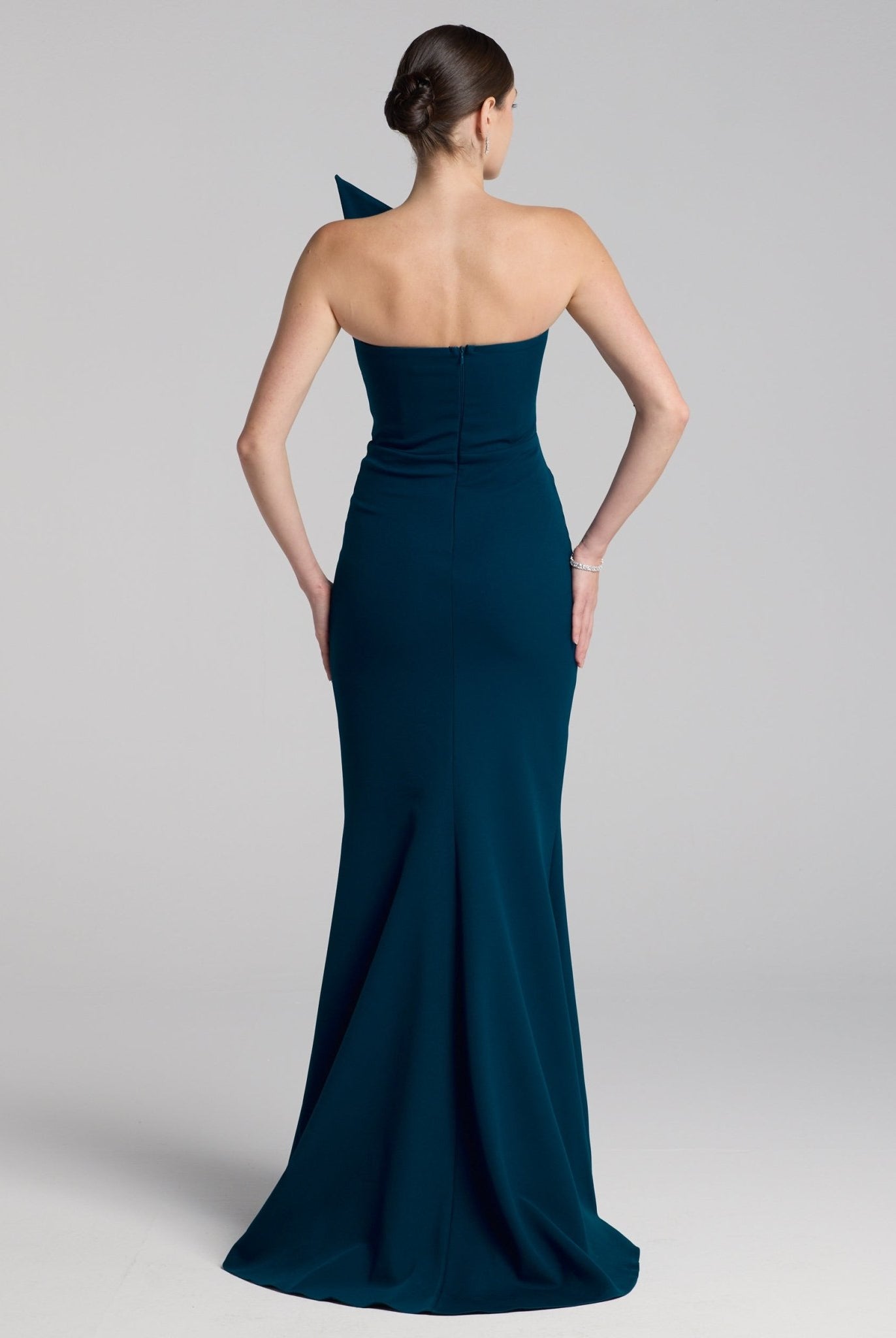 Blue Strapless Mermaid Crepe Maxi Dress - shopaleena
