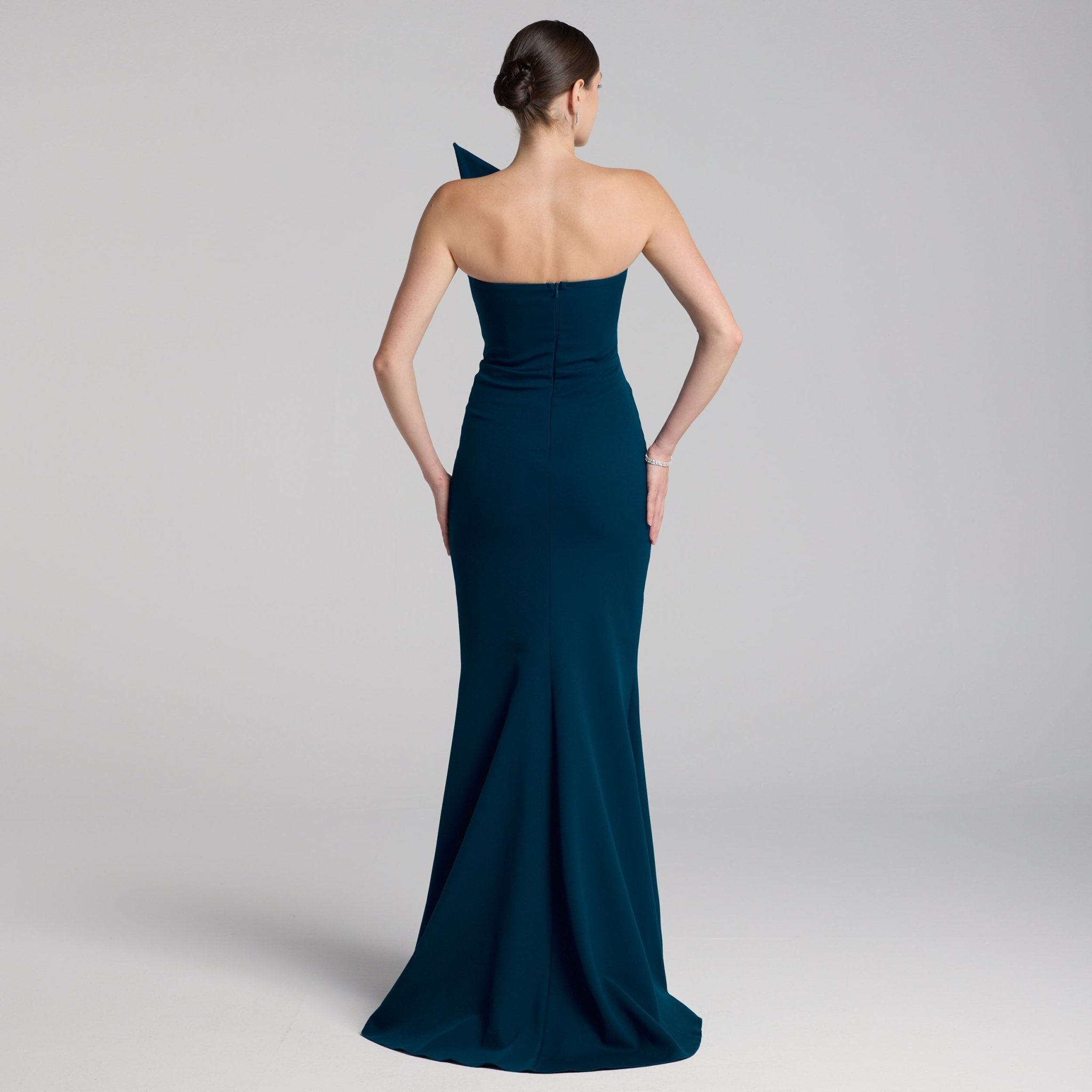 Blue Strapless Mermaid Crepe Maxi Dress - shopaleena