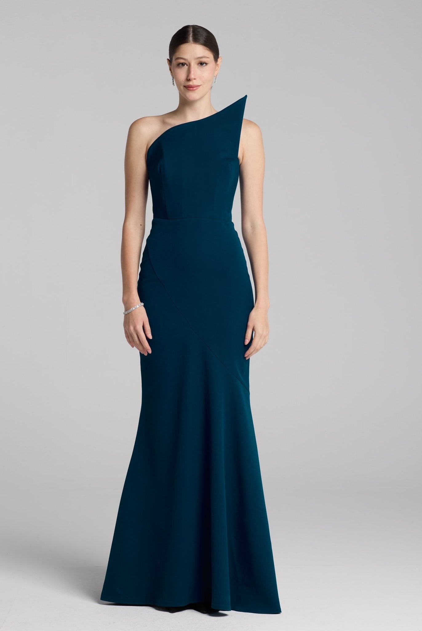 Blue Strapless Mermaid Crepe Maxi Dress - shopaleena