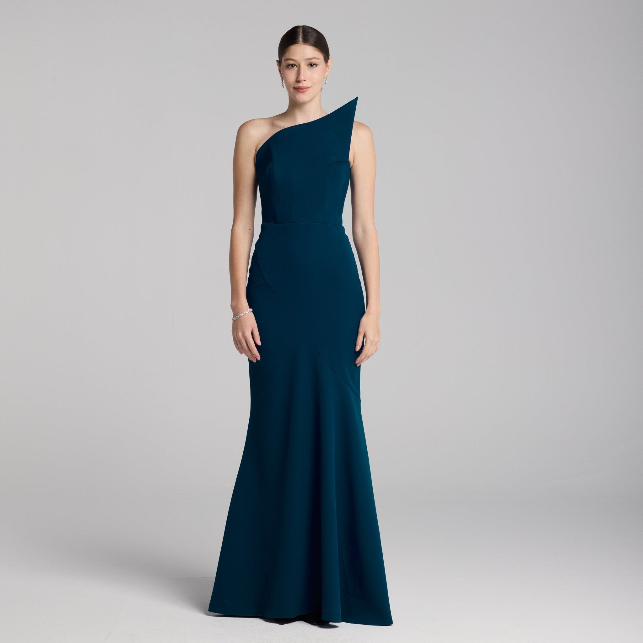 Blue Strapless Mermaid Crepe Maxi Dress - shopaleena
