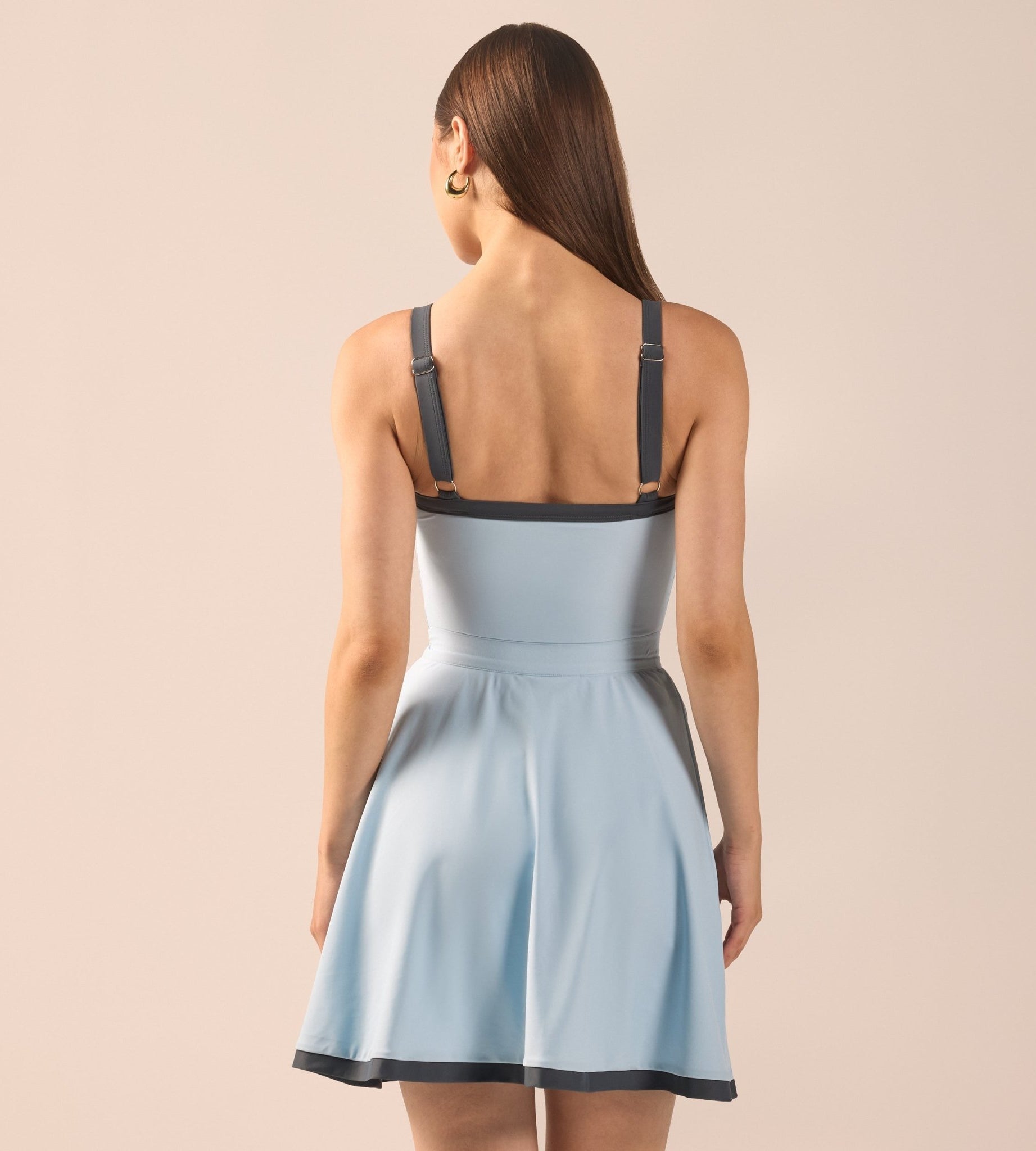 Blue Swim Skirt with Grey Trim - shopaleena