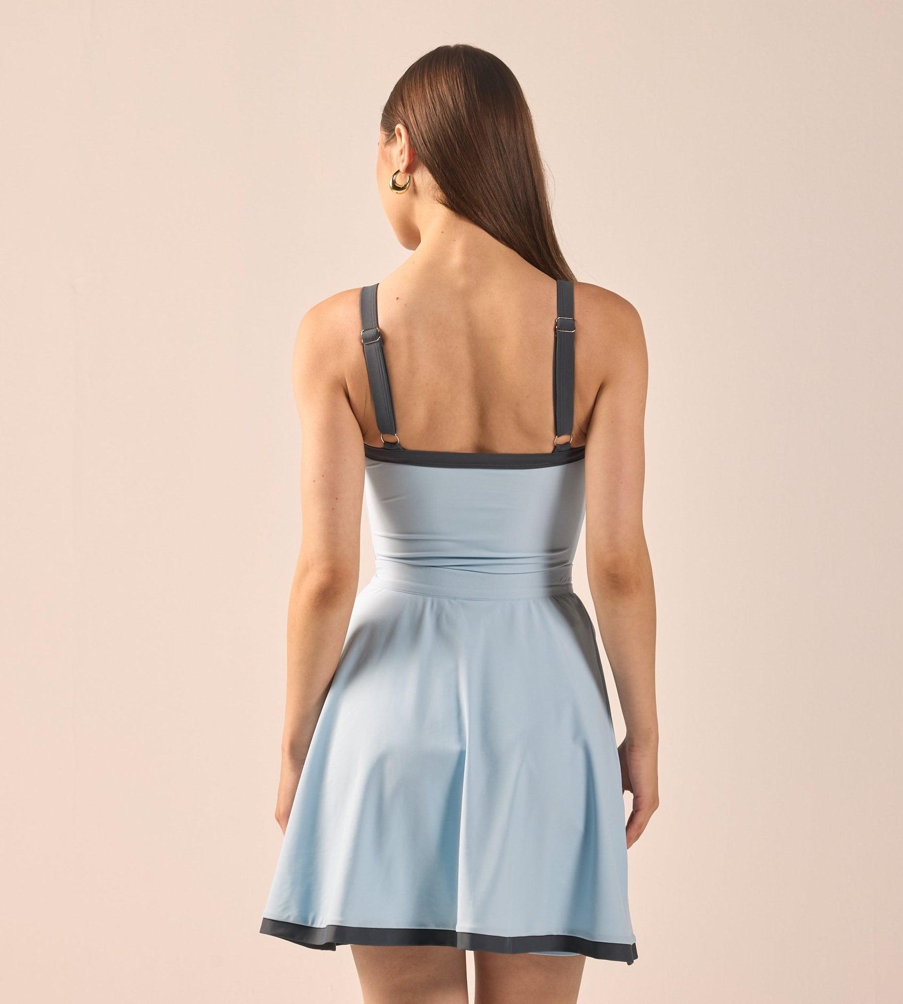 Blue Swim Skirt with Grey Trim - shopaleena