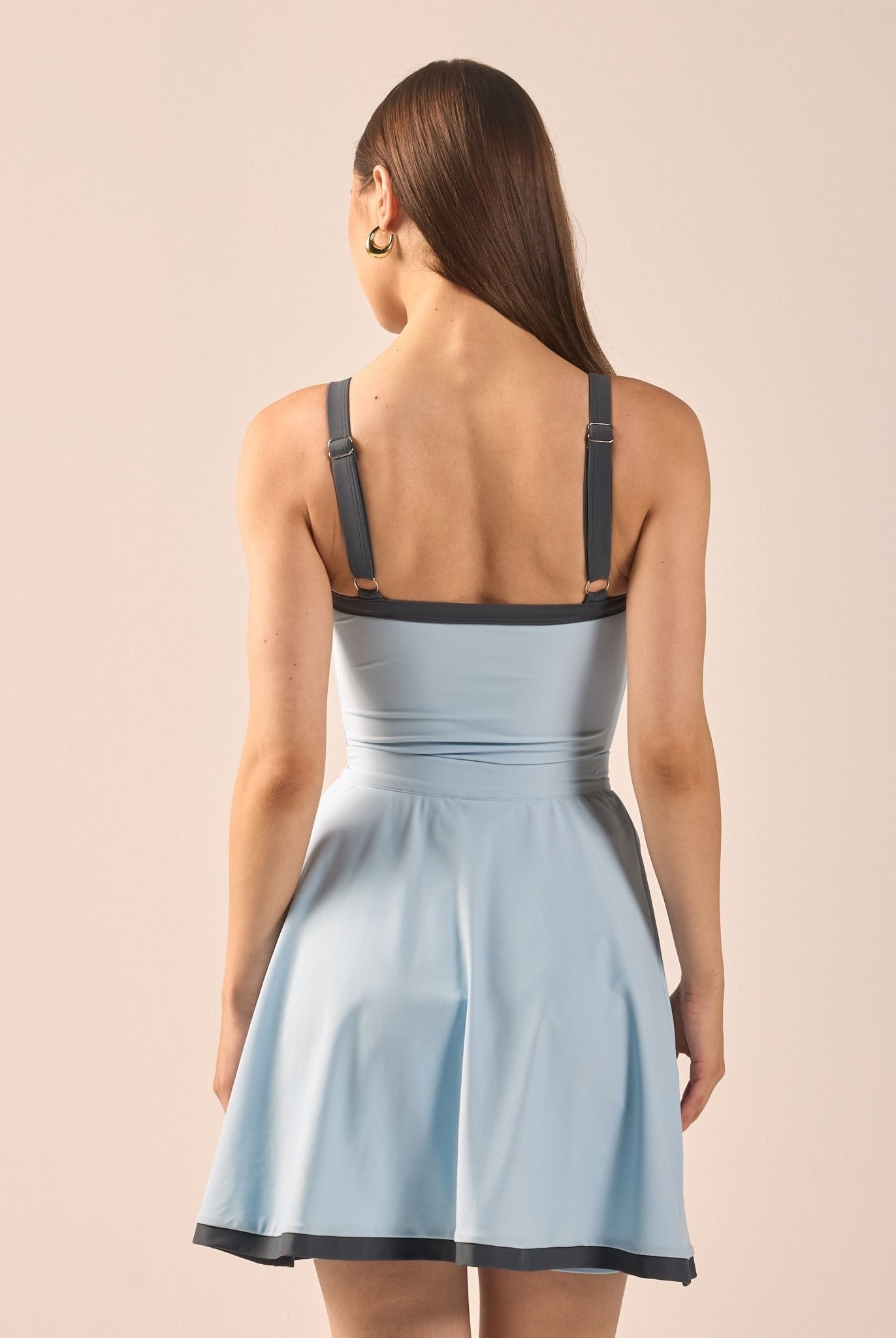 Blue Swim Skirt with Grey Trim - shopaleena