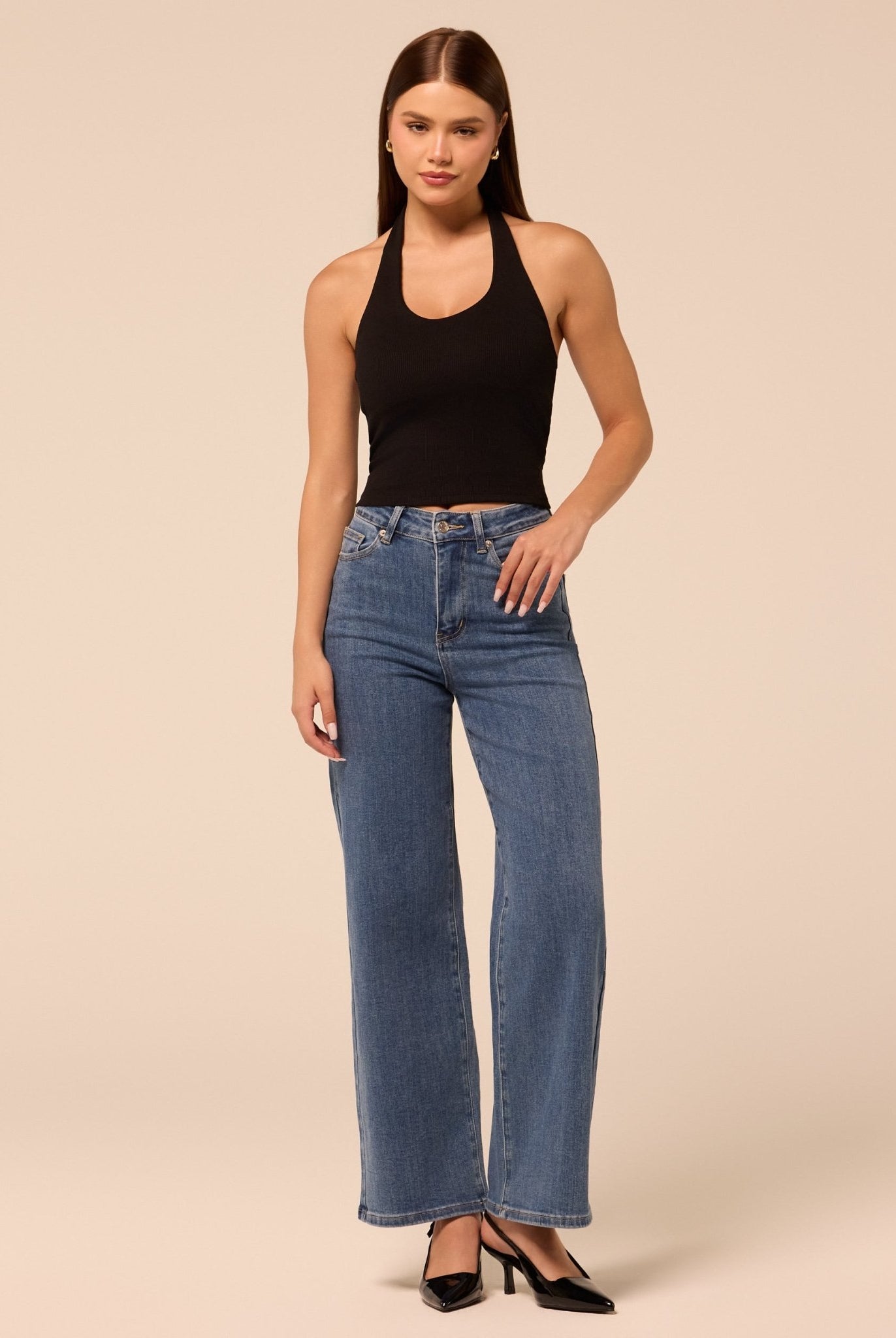 Blue Wide Leg Jeans - shopaleena