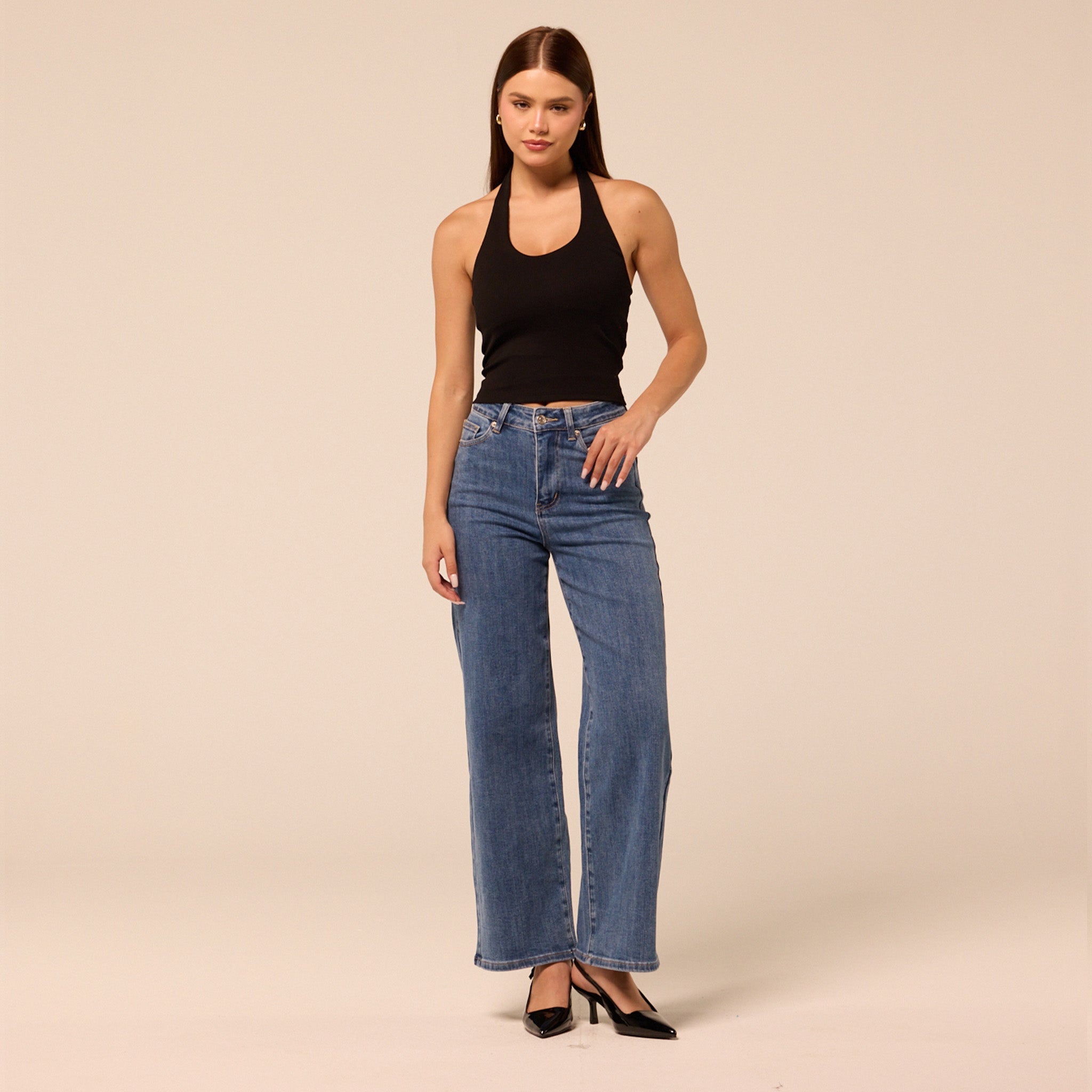 Blue Wide Leg Jeans - shopaleena