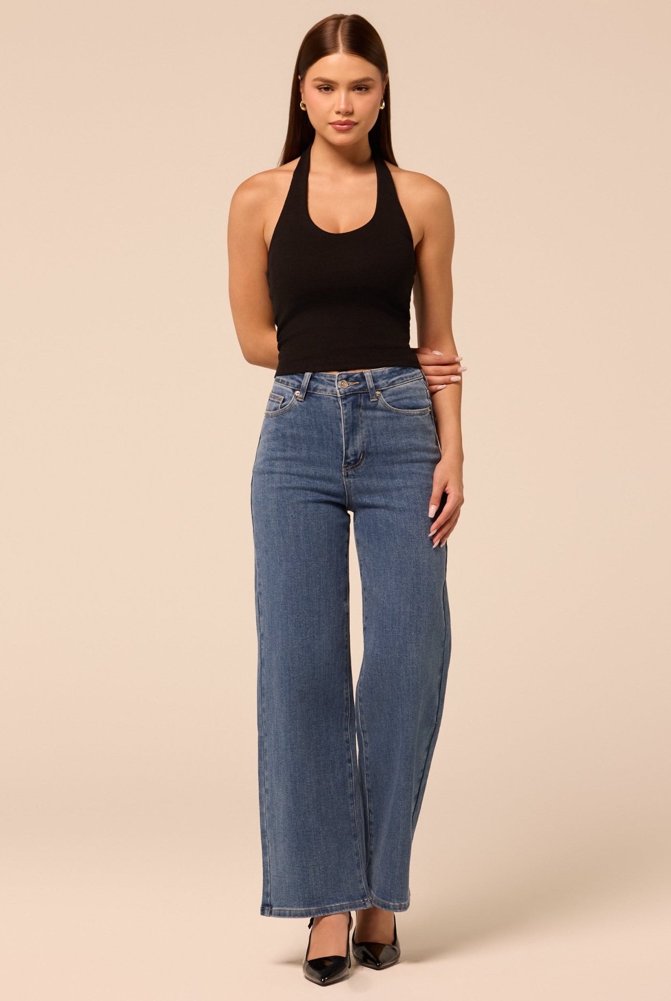 Blue Wide Leg Jeans - shopaleena