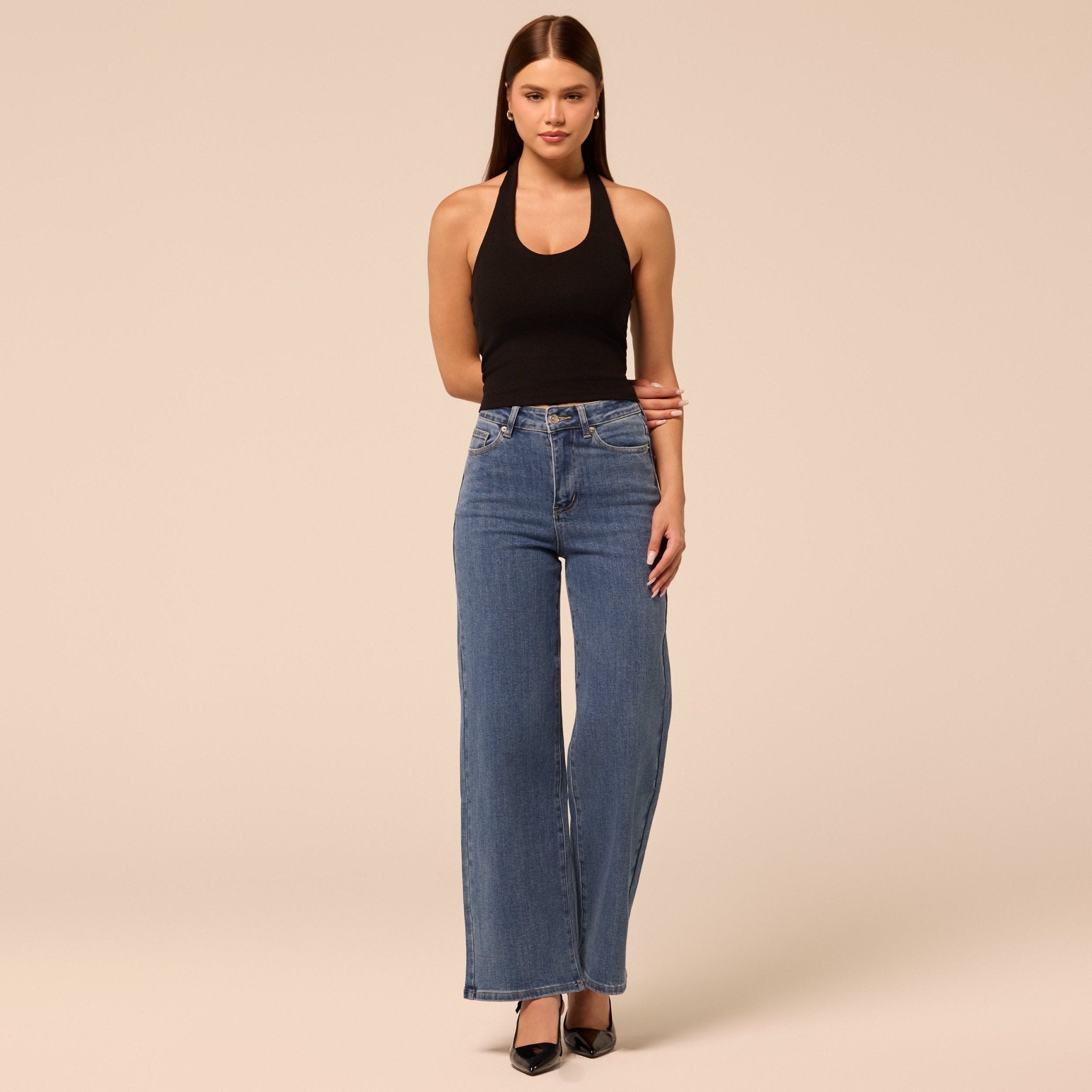 Blue Wide Leg Jeans - shopaleena