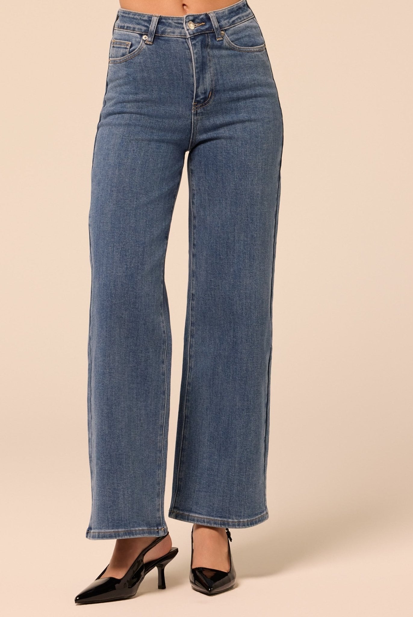 Blue Wide Leg Jeans - shopaleena
