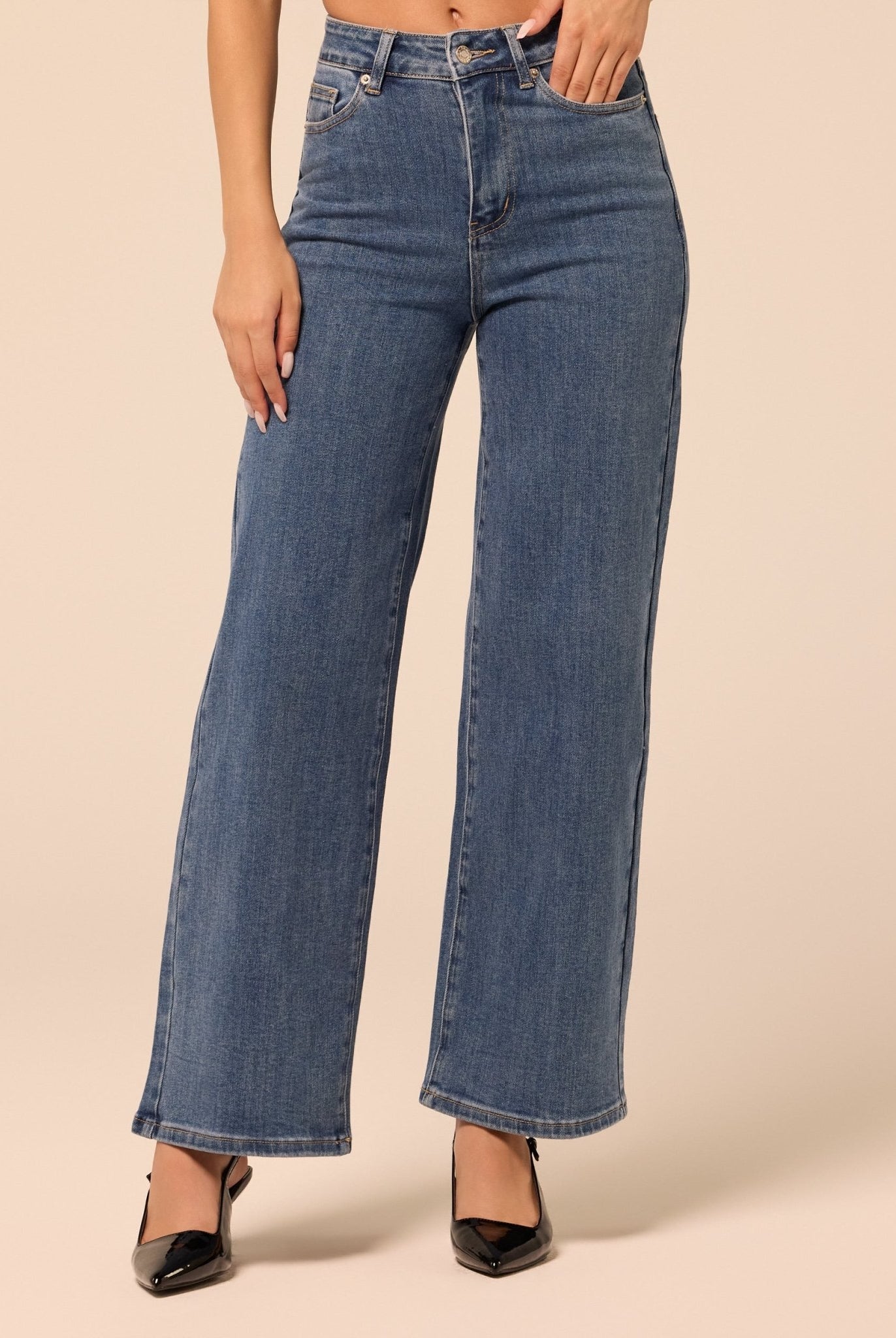 Blue Wide Leg Jeans - shopaleena
