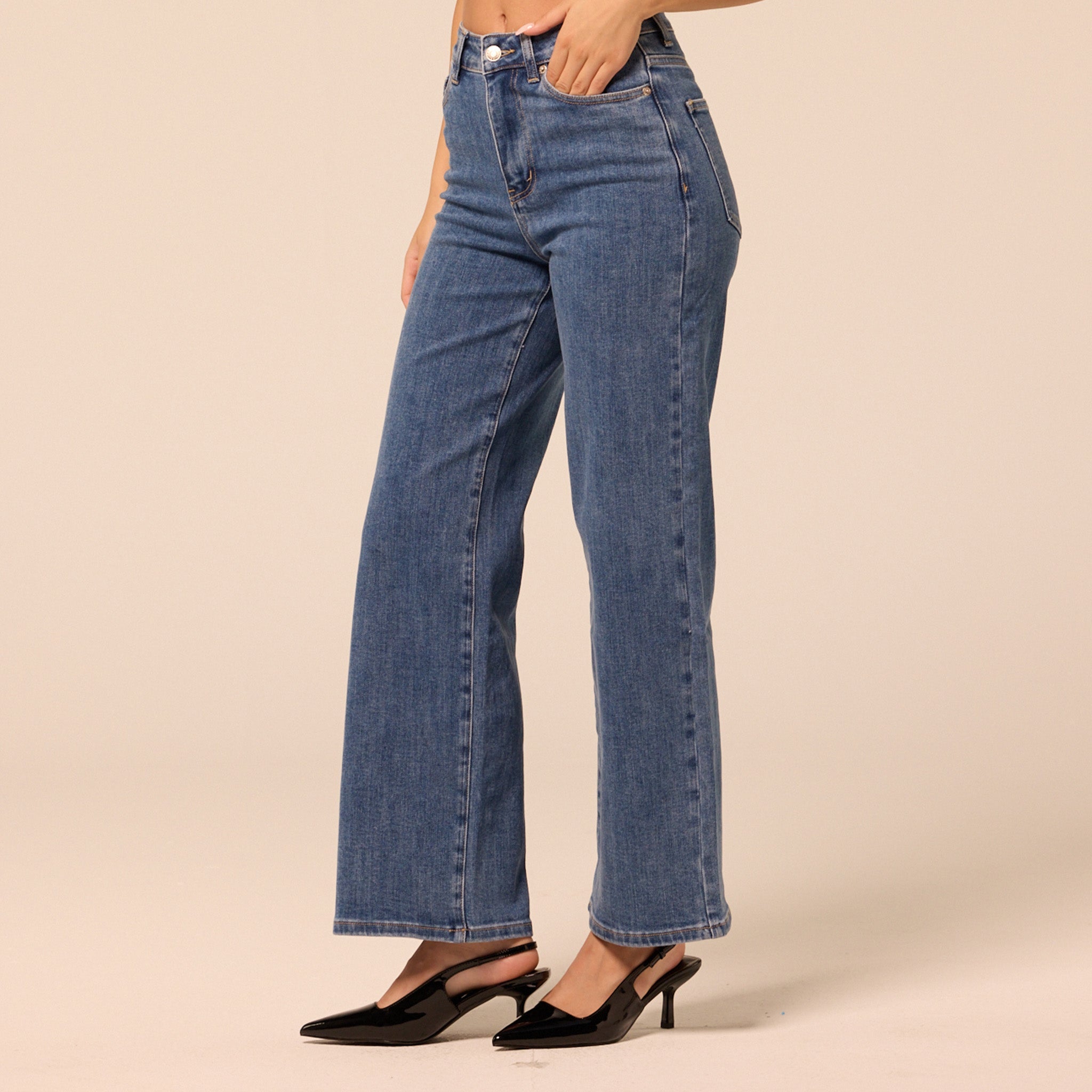 Blue Wide Leg Jeans - shopaleena