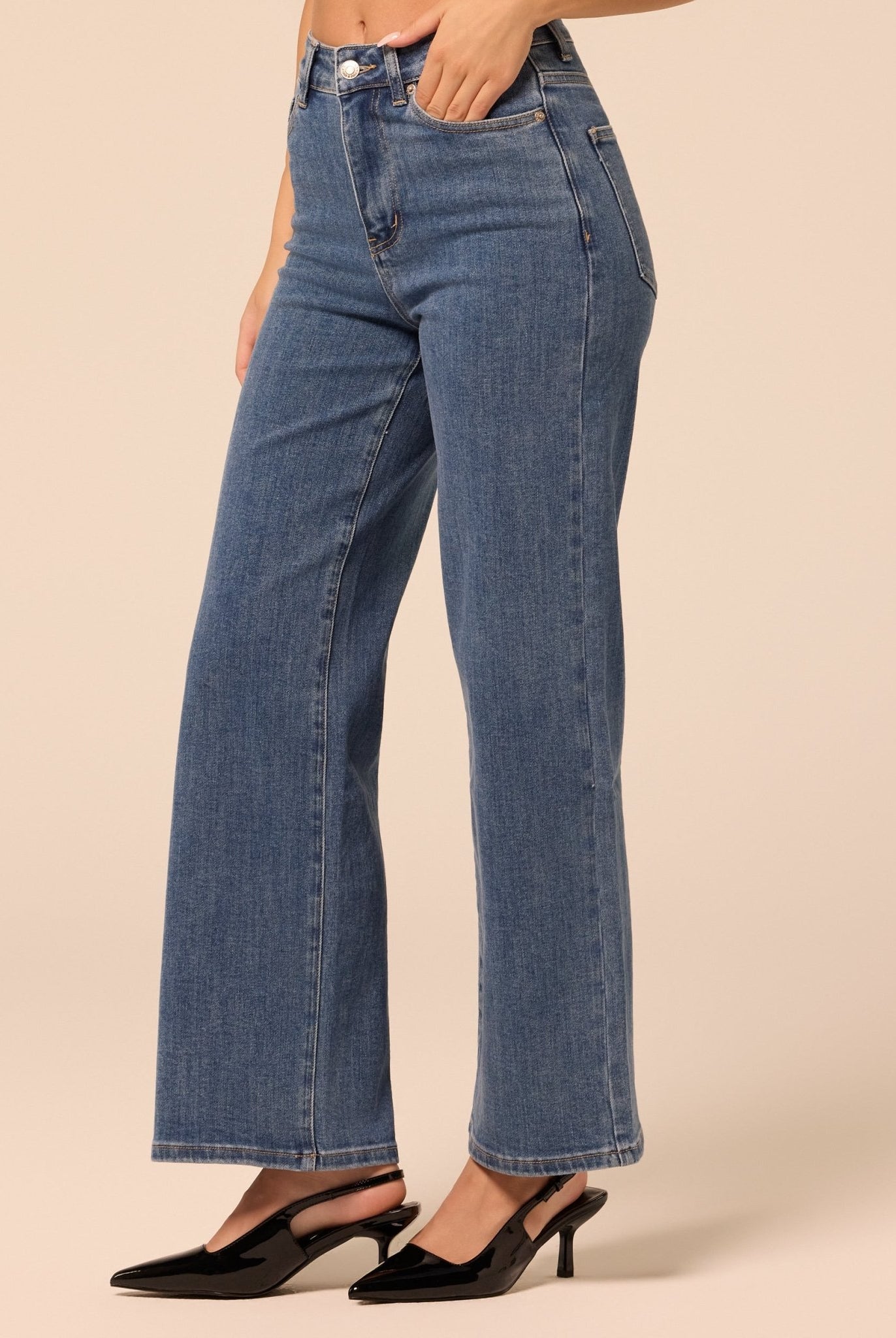 Blue Wide Leg Jeans - shopaleena