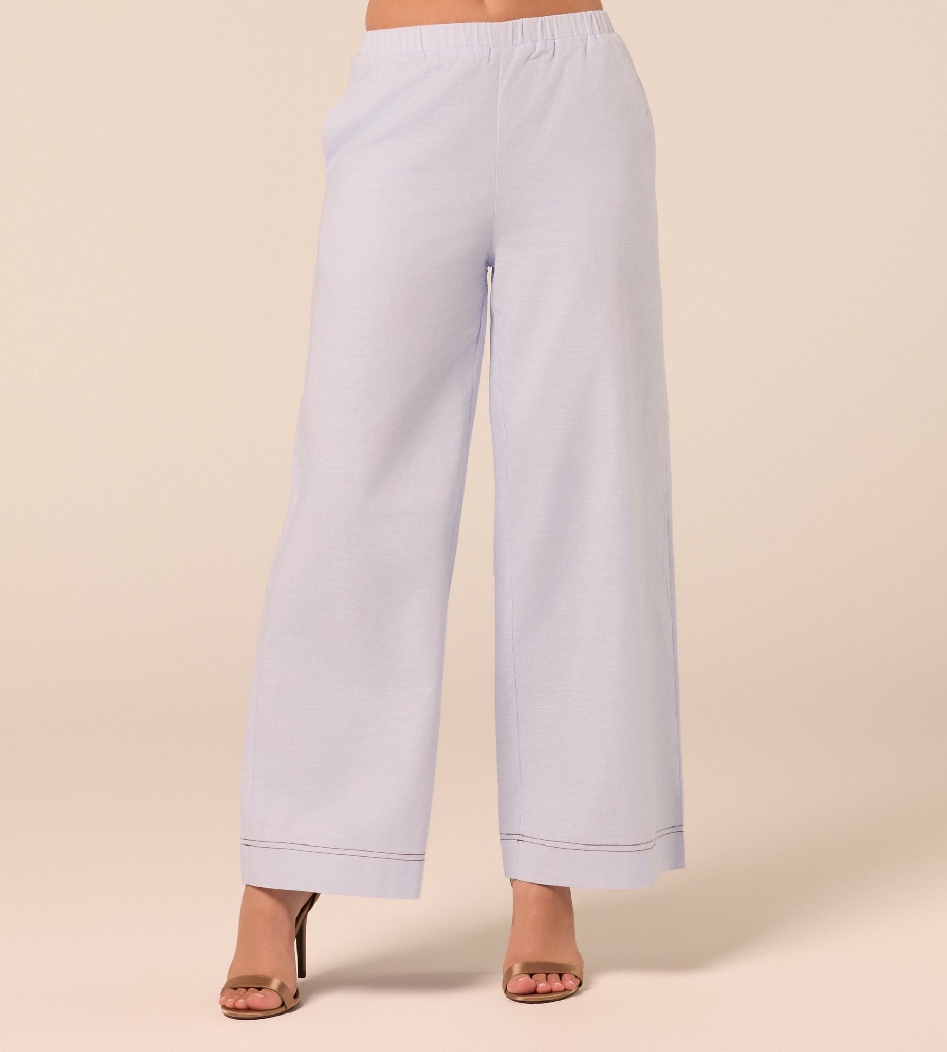 Blue Wide Leg Pants with Contrast Stitching - shopaleena