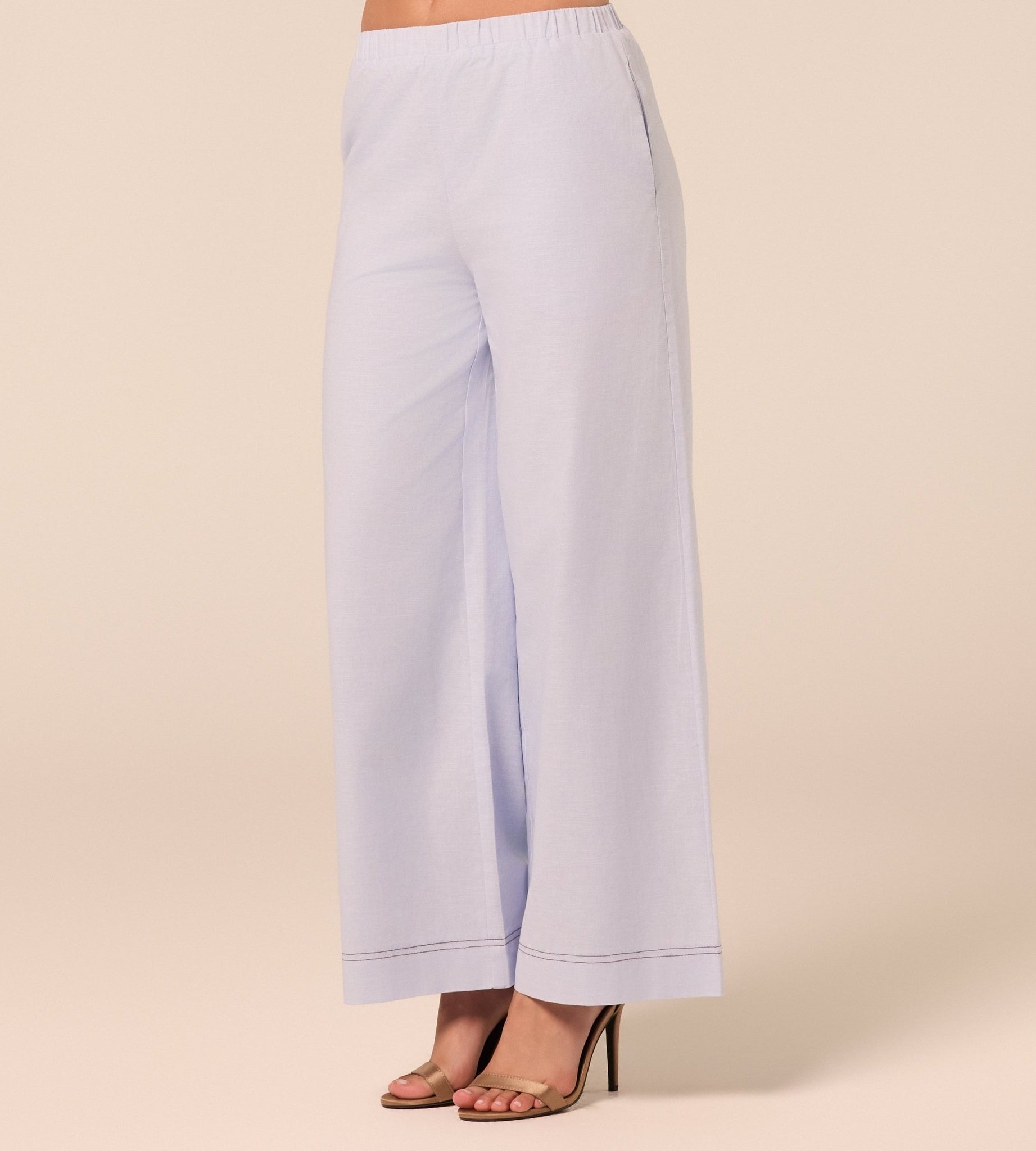 Blue Wide Leg Pants with Contrast Stitching - shopaleena