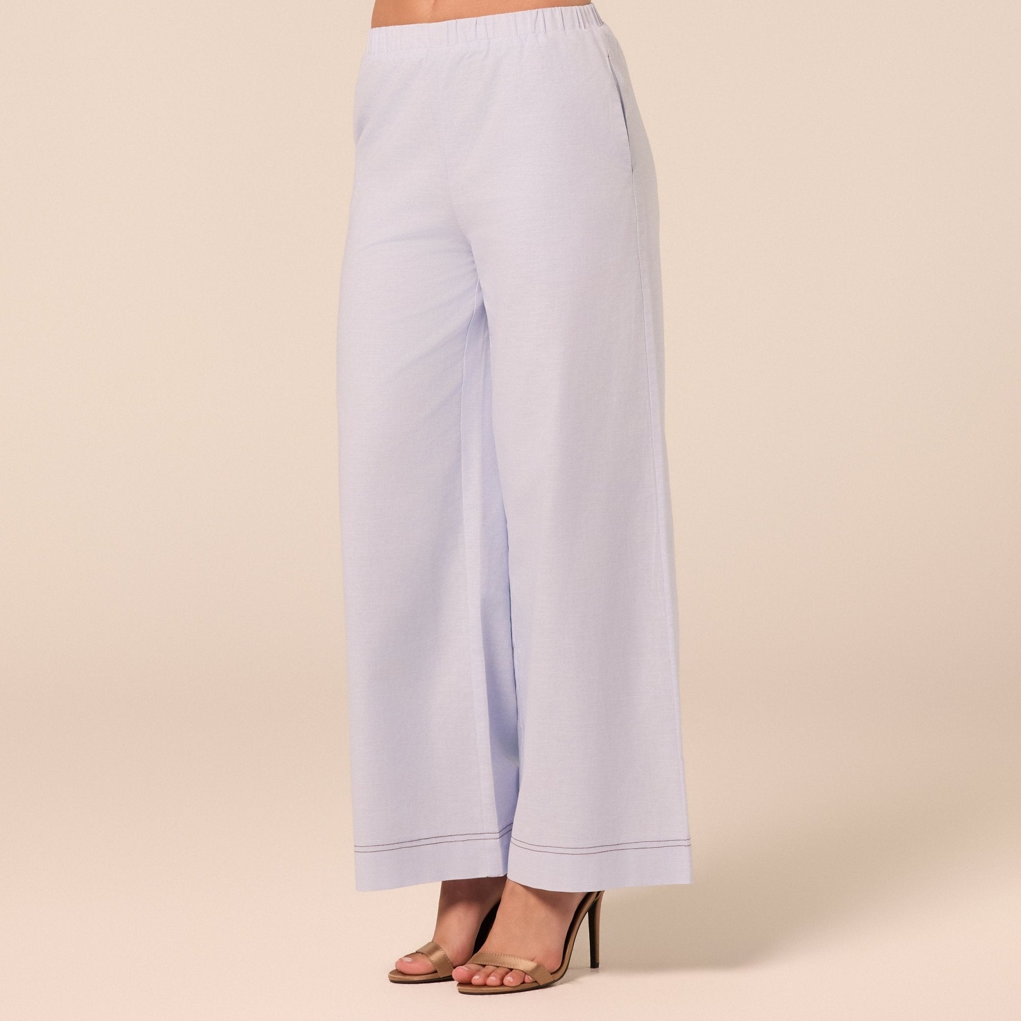 Blue Wide Leg Pants with Contrast Stitching - shopaleena