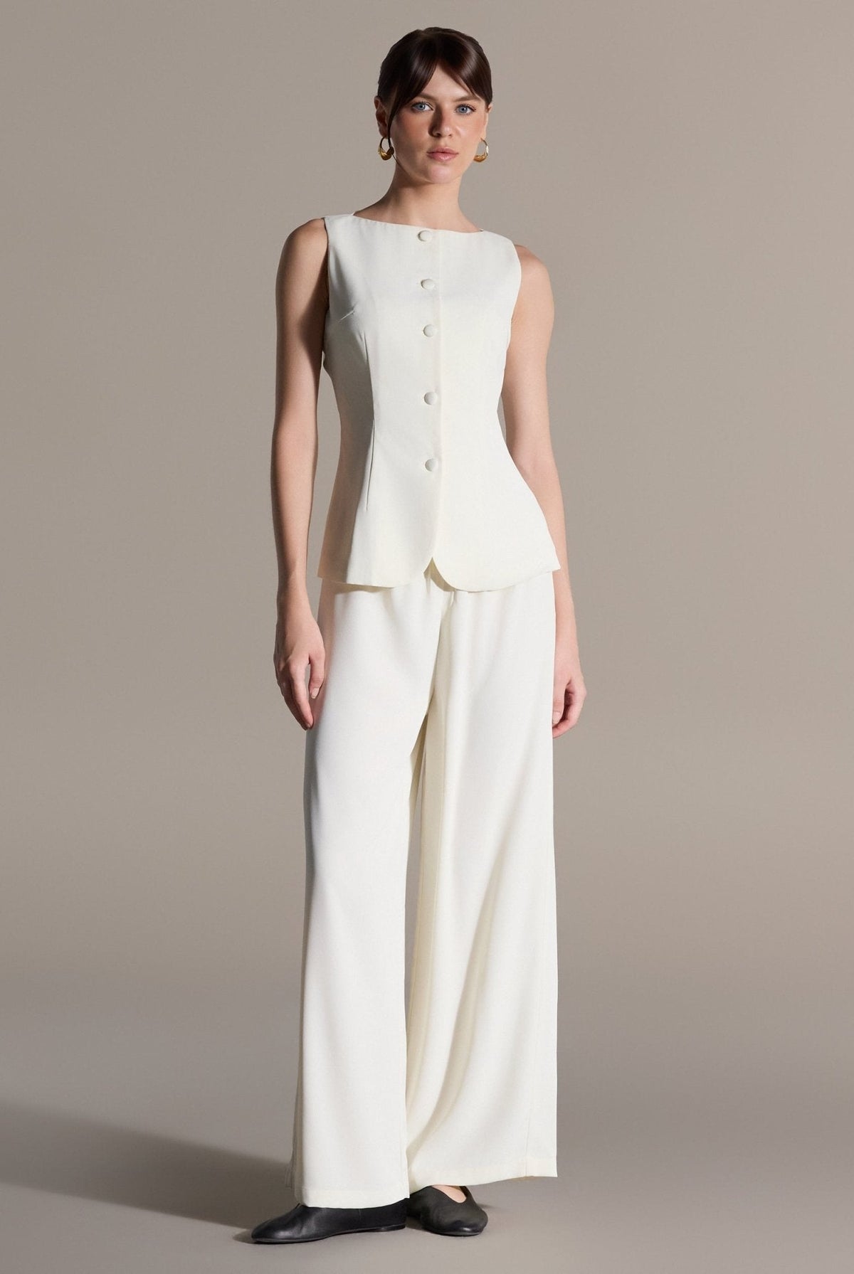 Boat Neck Button-Up Top - shopaleena