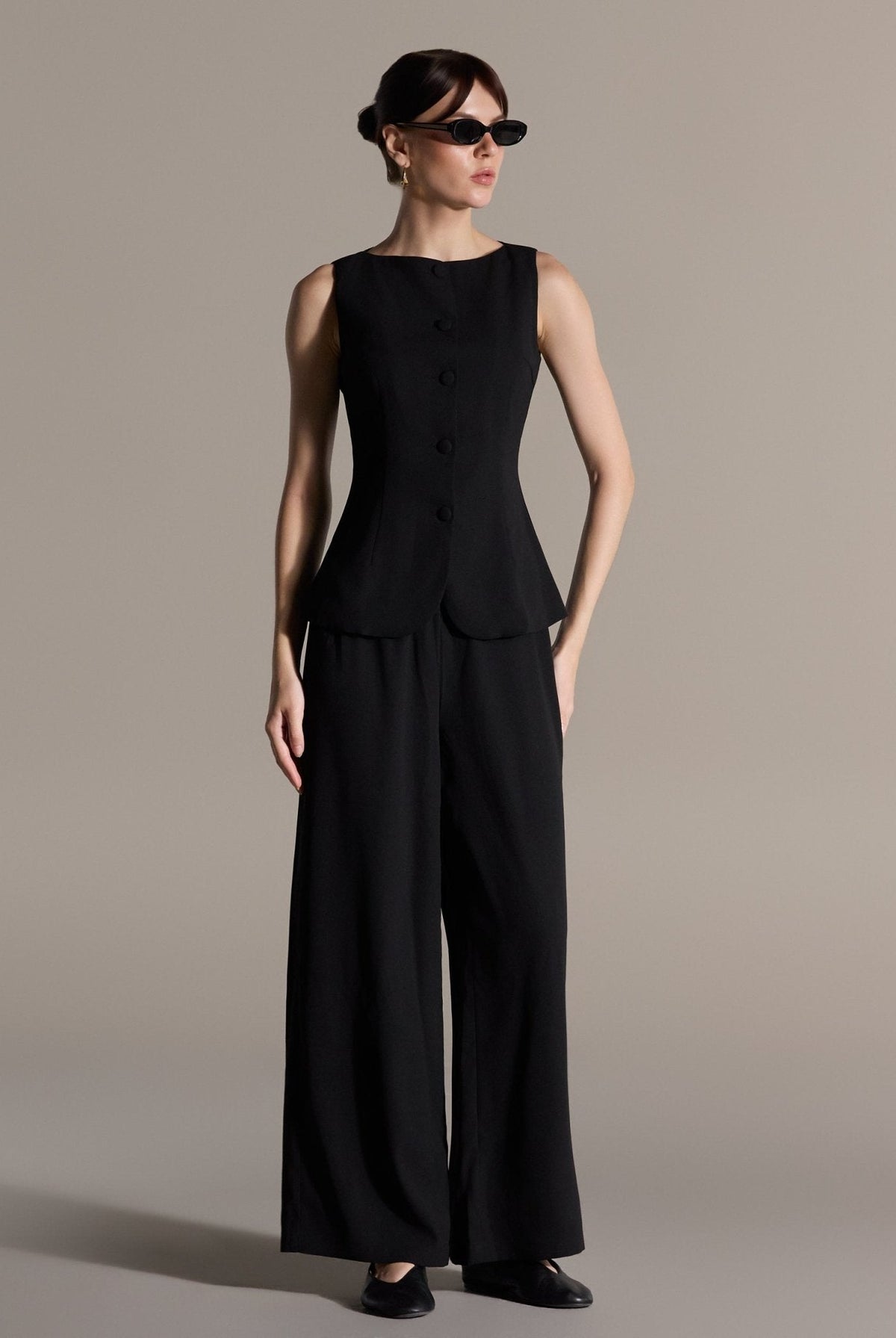 Boat Neck Button-Up Top - shopaleena