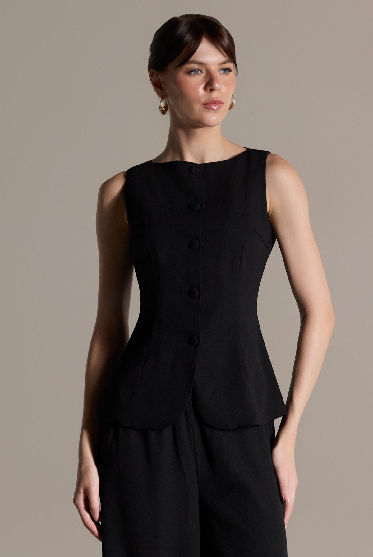 Boat Neck Button-Up Top - shopaleena