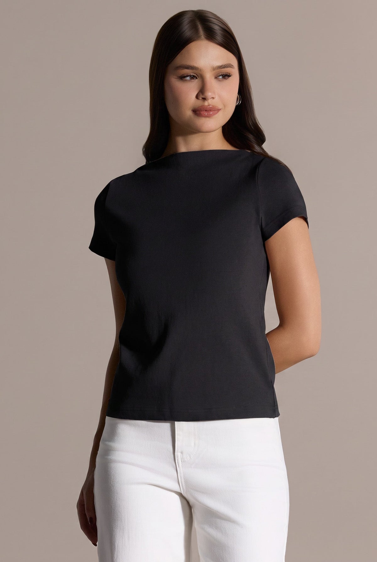 Boat Neck Fitted T-shirt - shopaleena