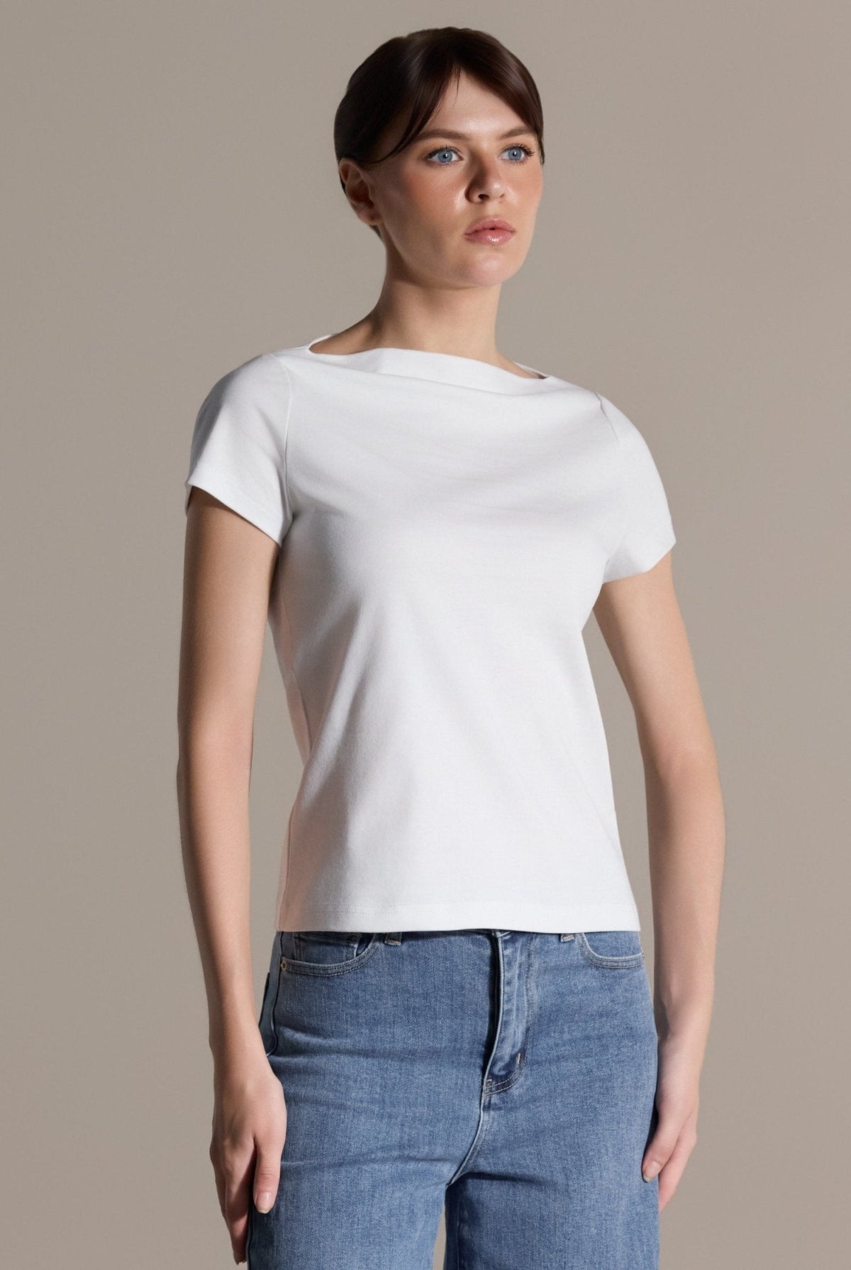 Boat Neck Fitted T-Shirt - shopaleena