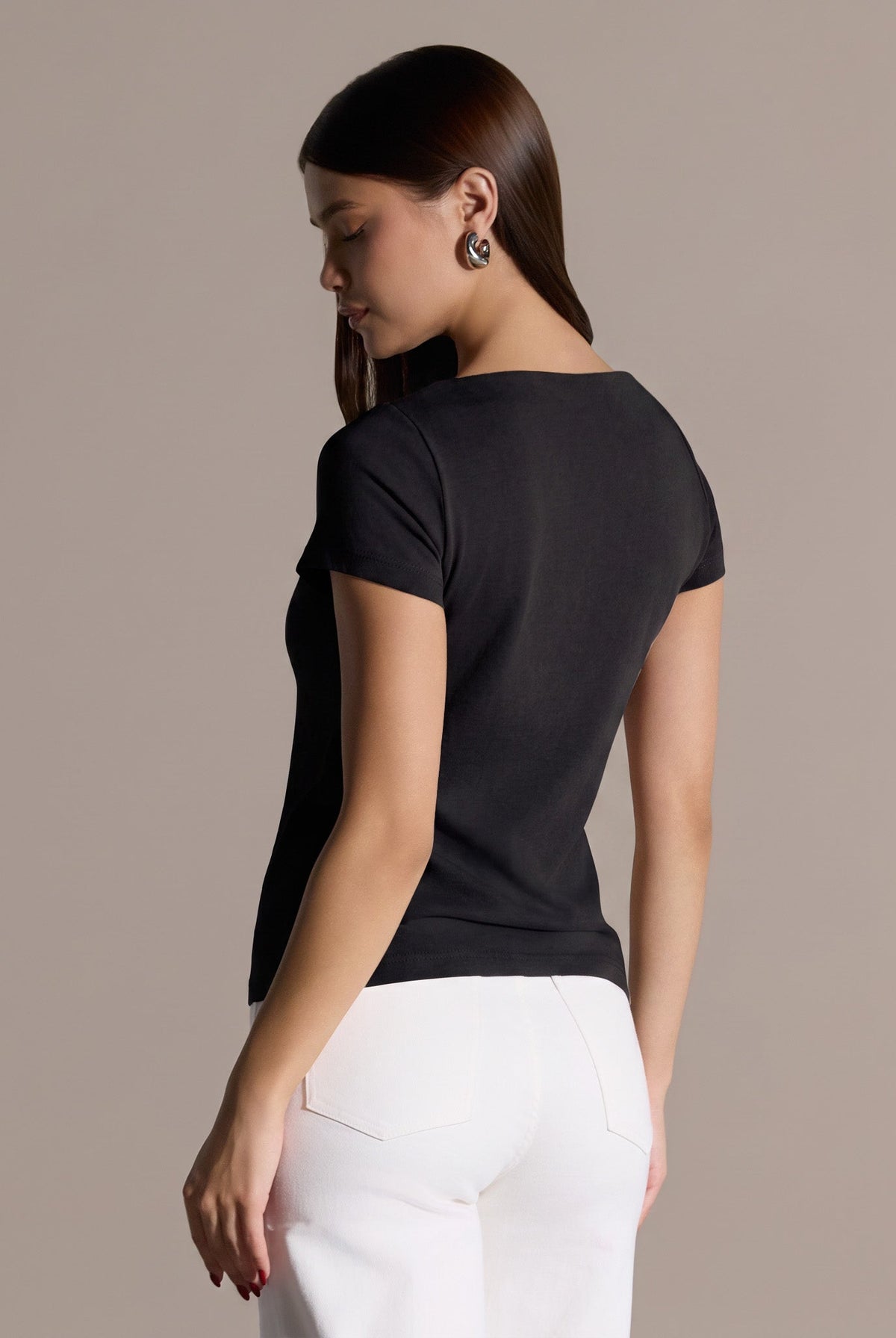 Boat Neck Fitted T-shirt - shopaleena