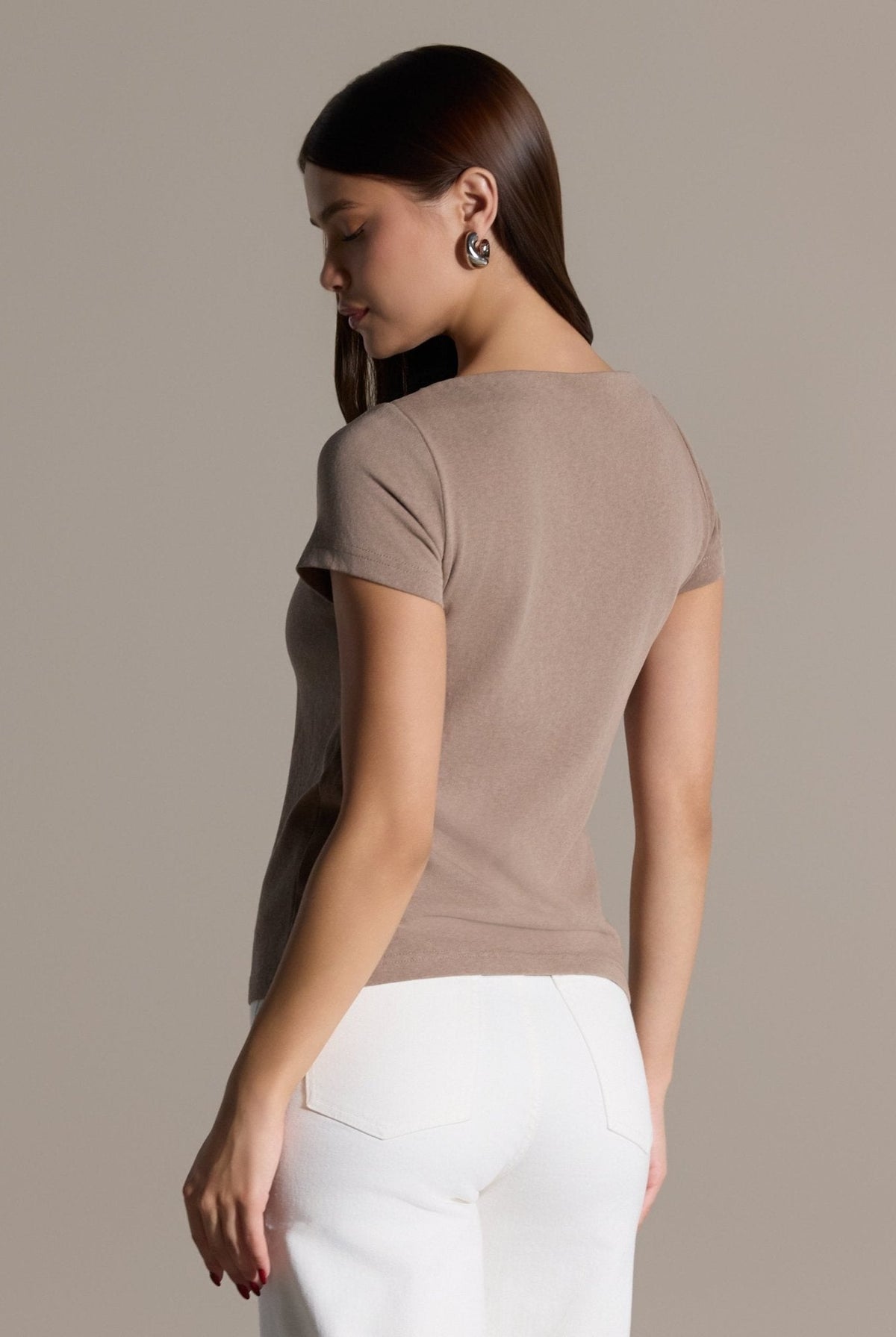 Boat Neck Fitted T-shirt - shopaleena