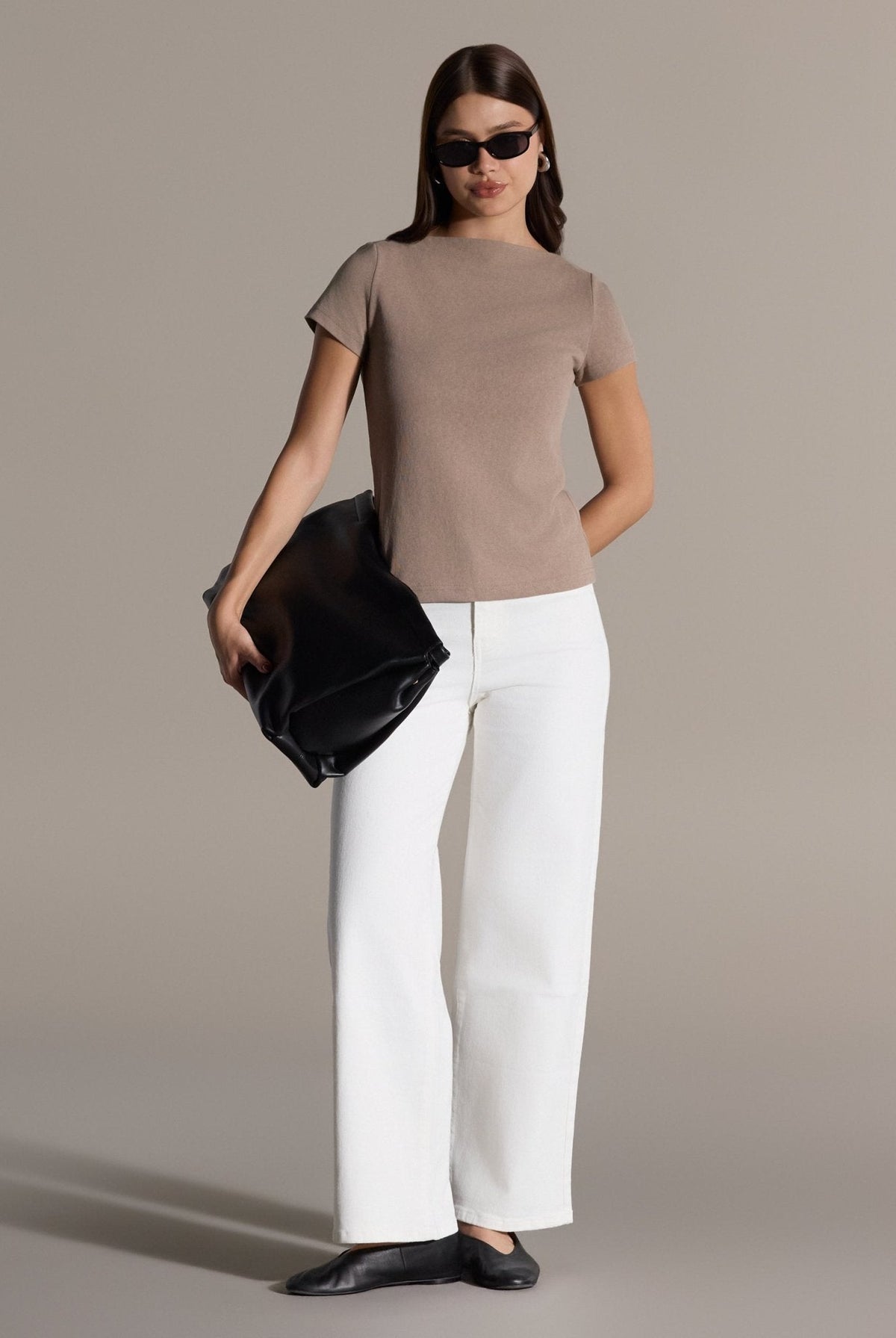 Boat Neck Fitted T-shirt - shopaleena