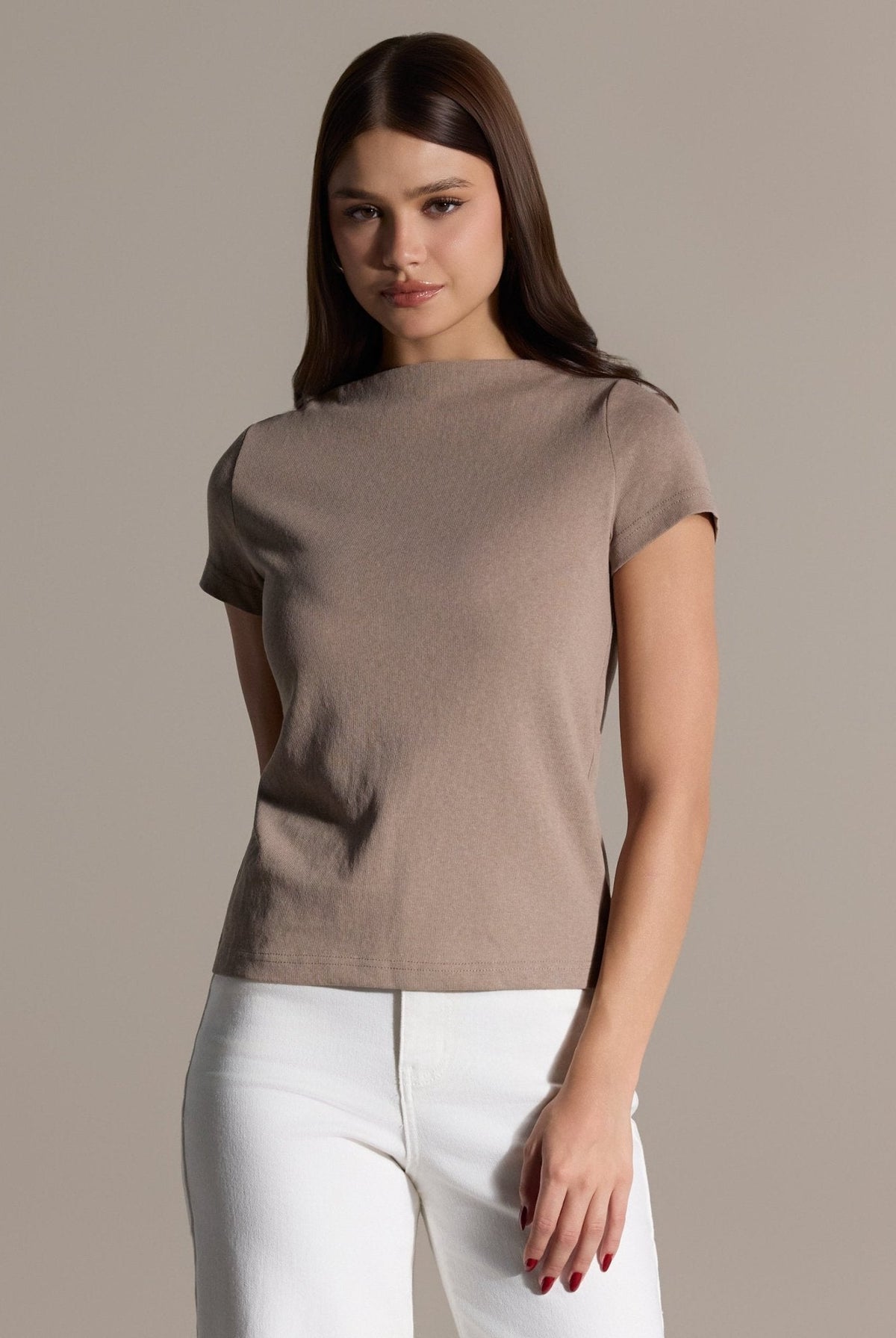 Boat Neck Fitted T-shirt - shopaleena
