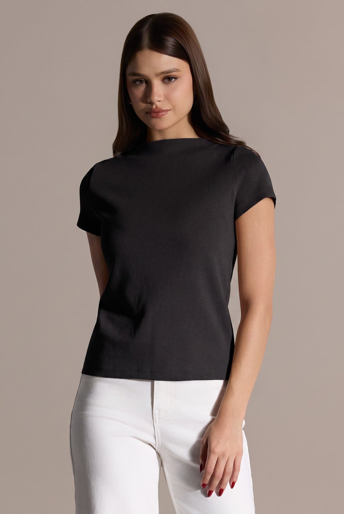 Boat Neck Fitted T-shirt - shopaleena