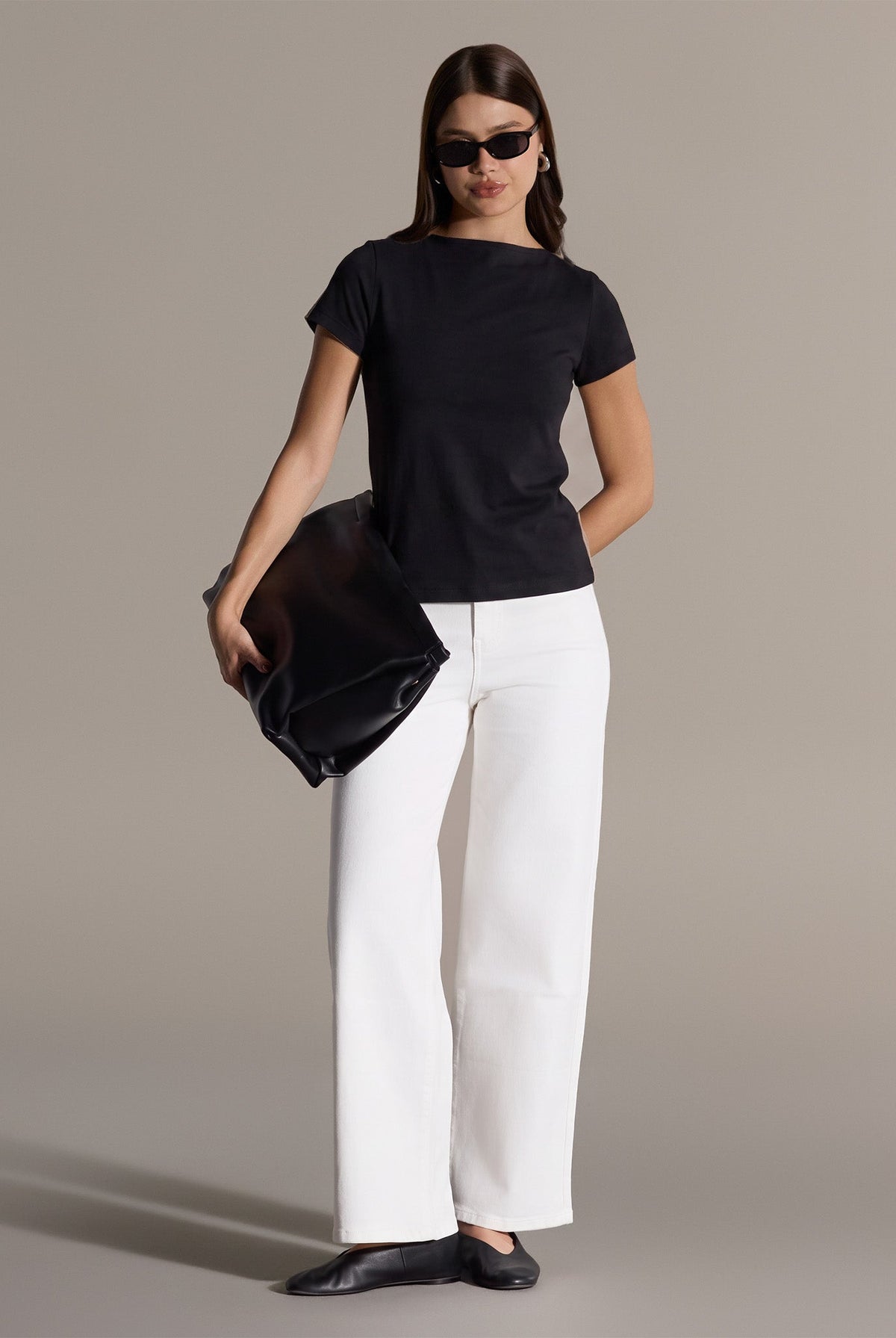 Boat Neck Fitted T-shirt - shopaleena