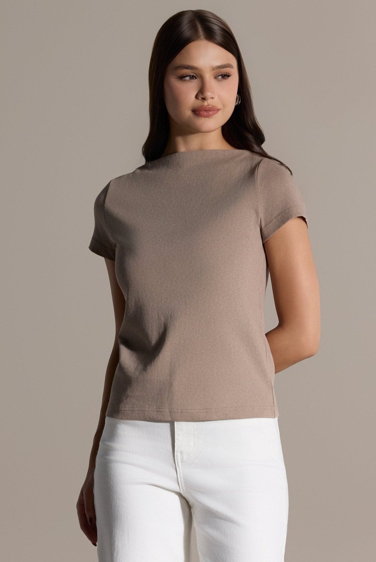Boat Neck Fitted T-shirt - shopaleena