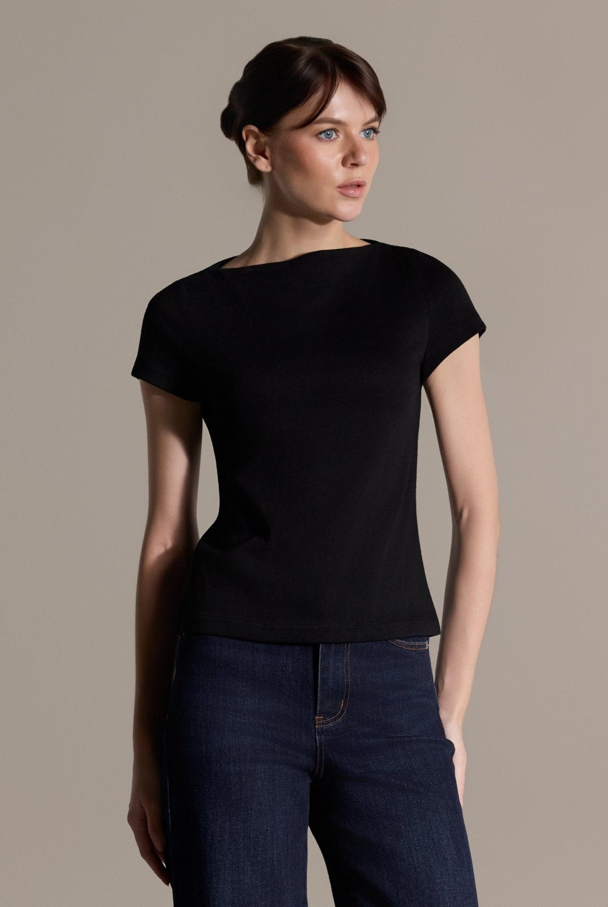 Boat Neck Fitted T-Shirt - shopaleena