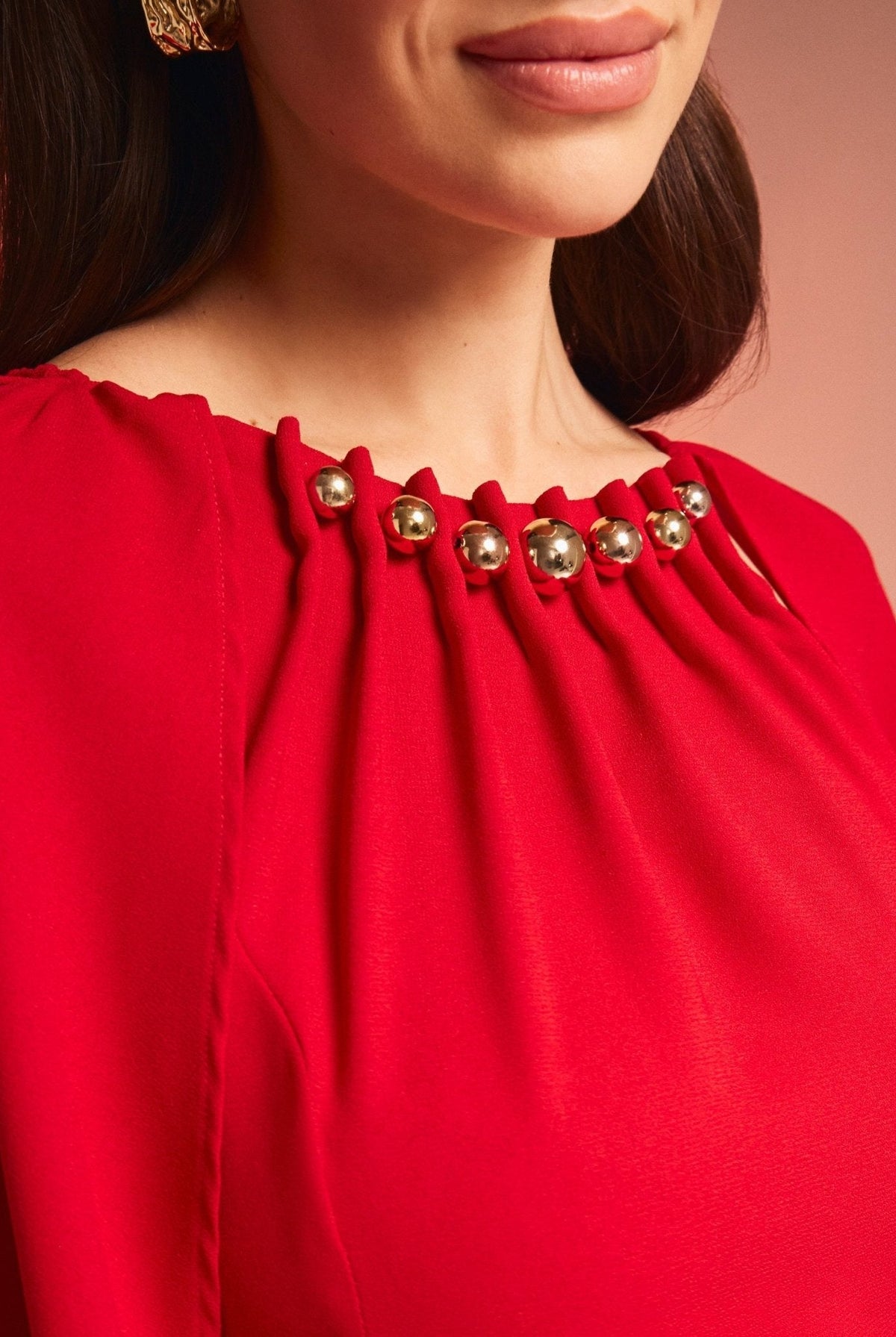 Bodycon Crepe Dress With Cape Effect - shopaleena