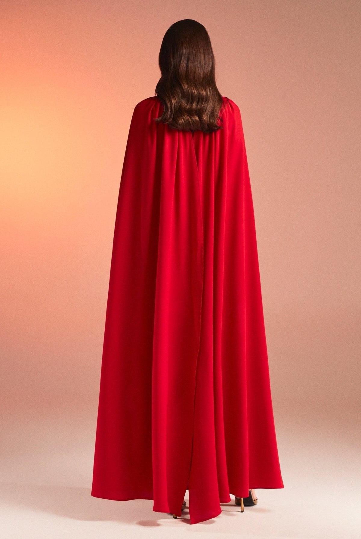 Bodycon Crepe Dress With Cape Effect - shopaleena
