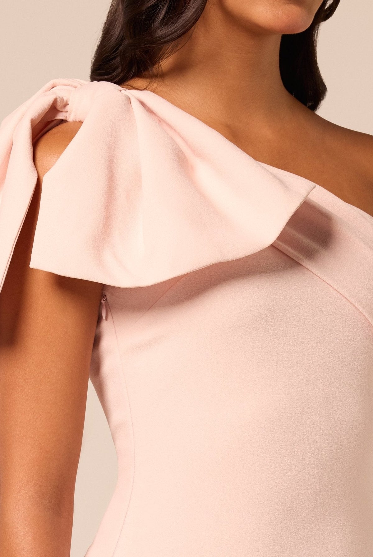 Bow One-Shoulder Crepe Maxi Dress - shopaleena