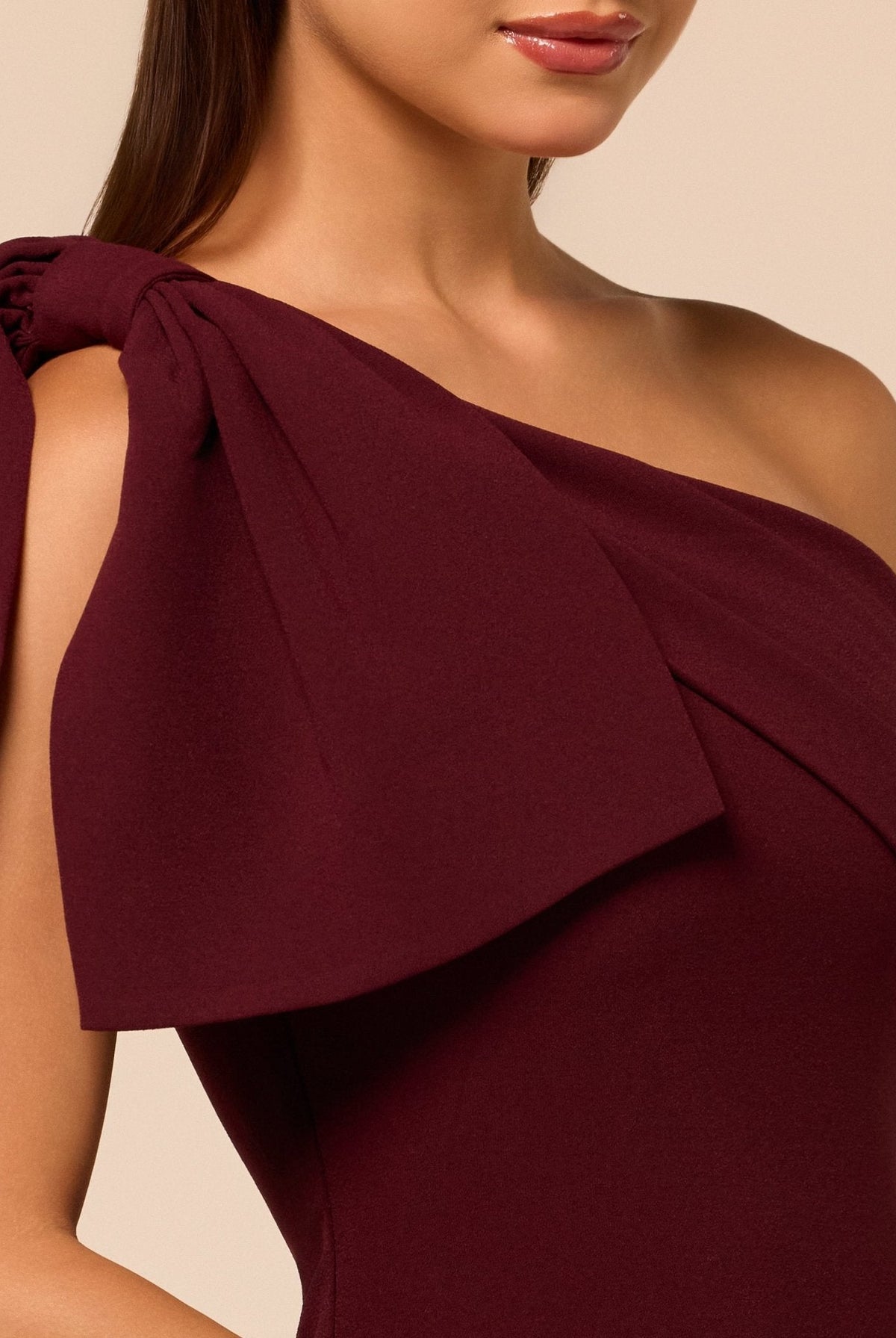 Bow One-Shoulder Crepe Maxi Dress - shopaleena