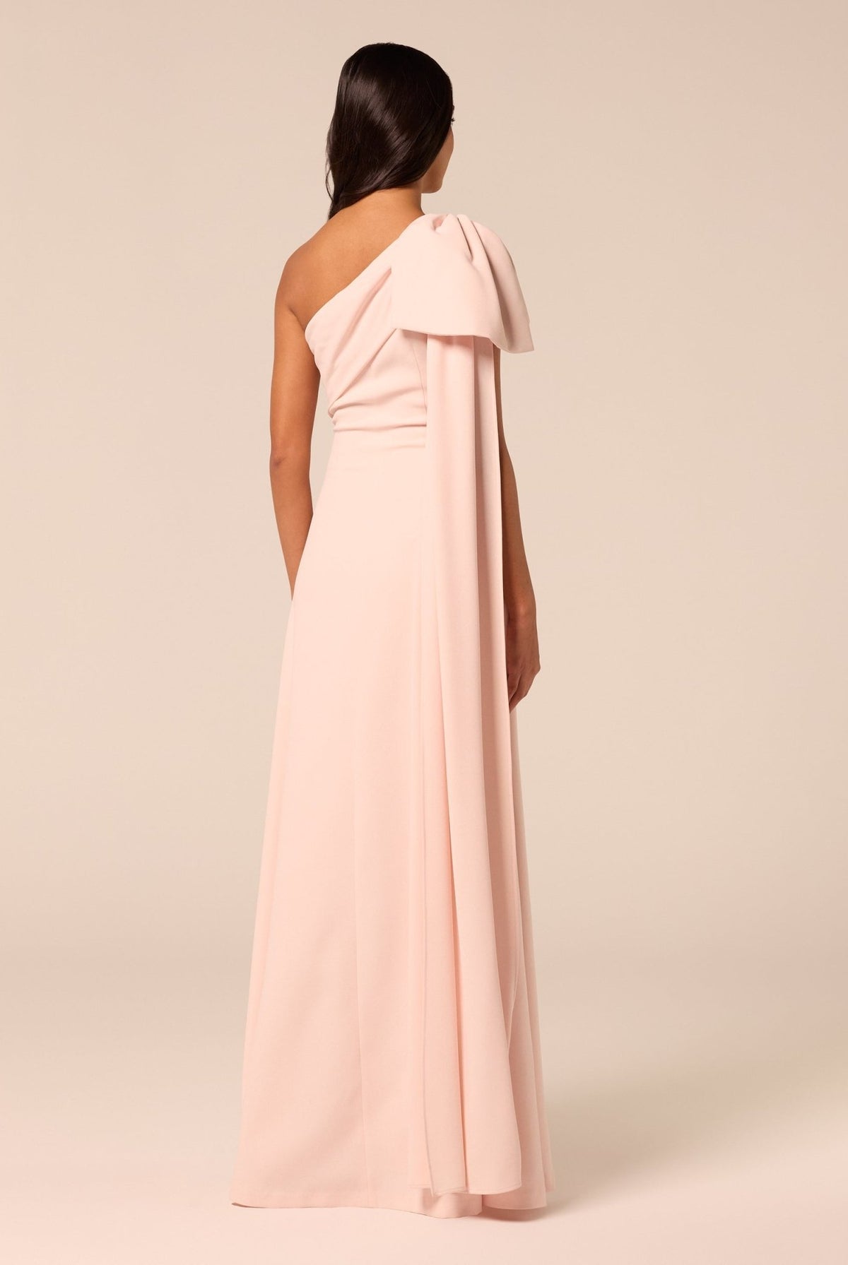 Bow One-Shoulder Crepe Maxi Dress - shopaleena