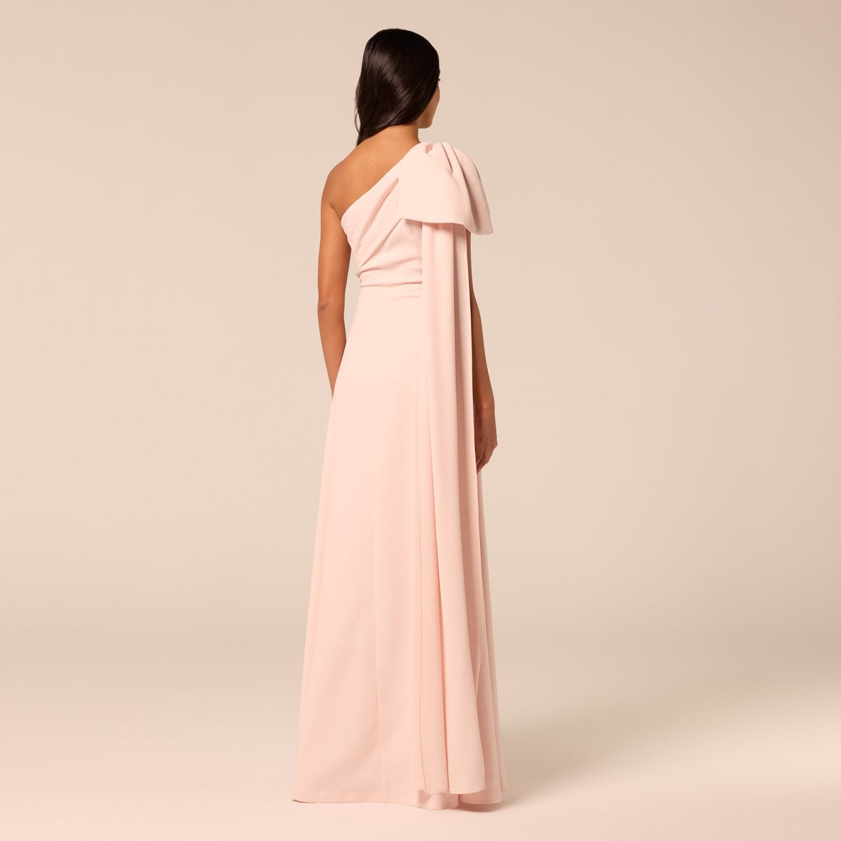 Bow One-Shoulder Crepe Maxi Dress - shopaleena