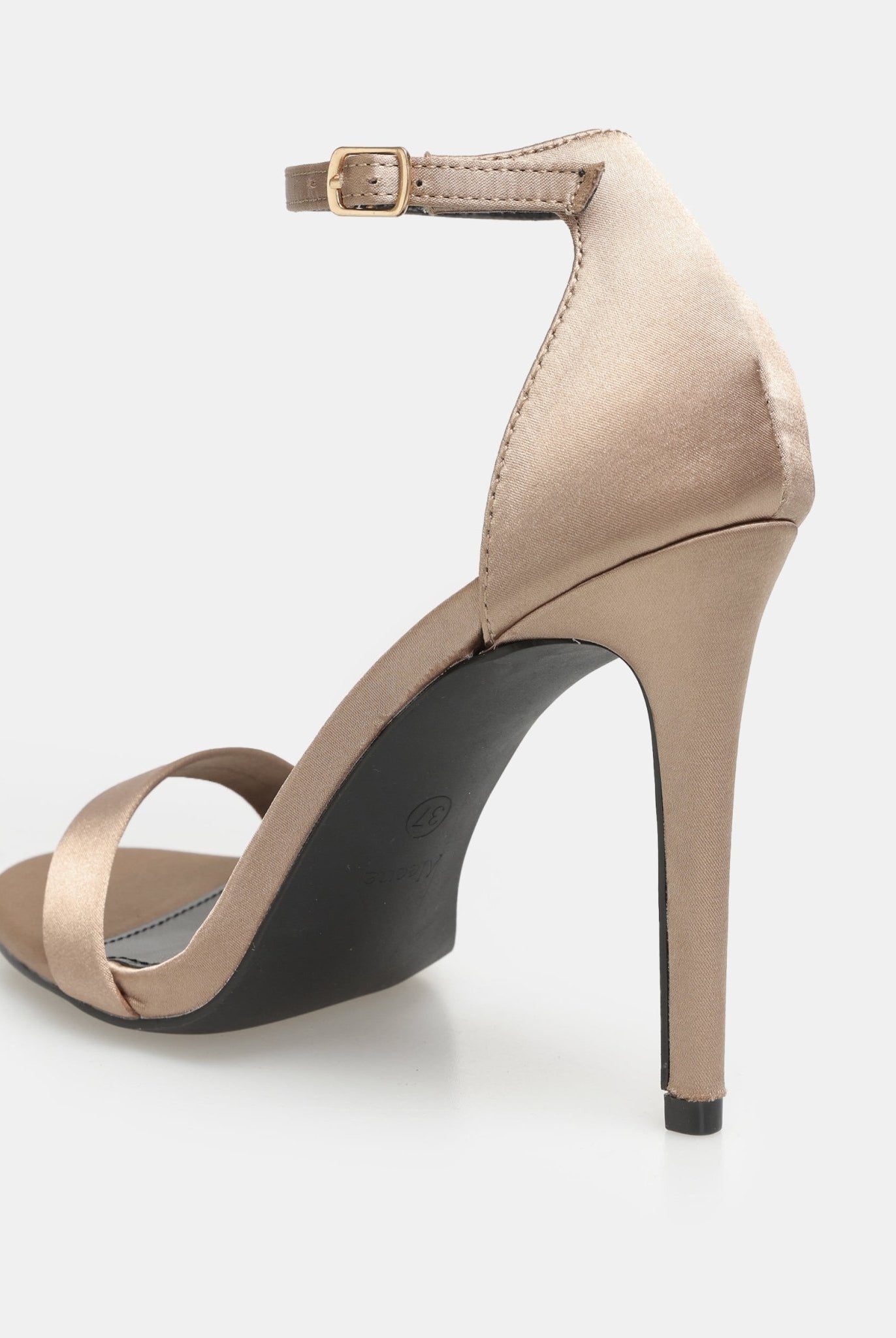 Bronze Satin High Heel Sandals - shopaleena