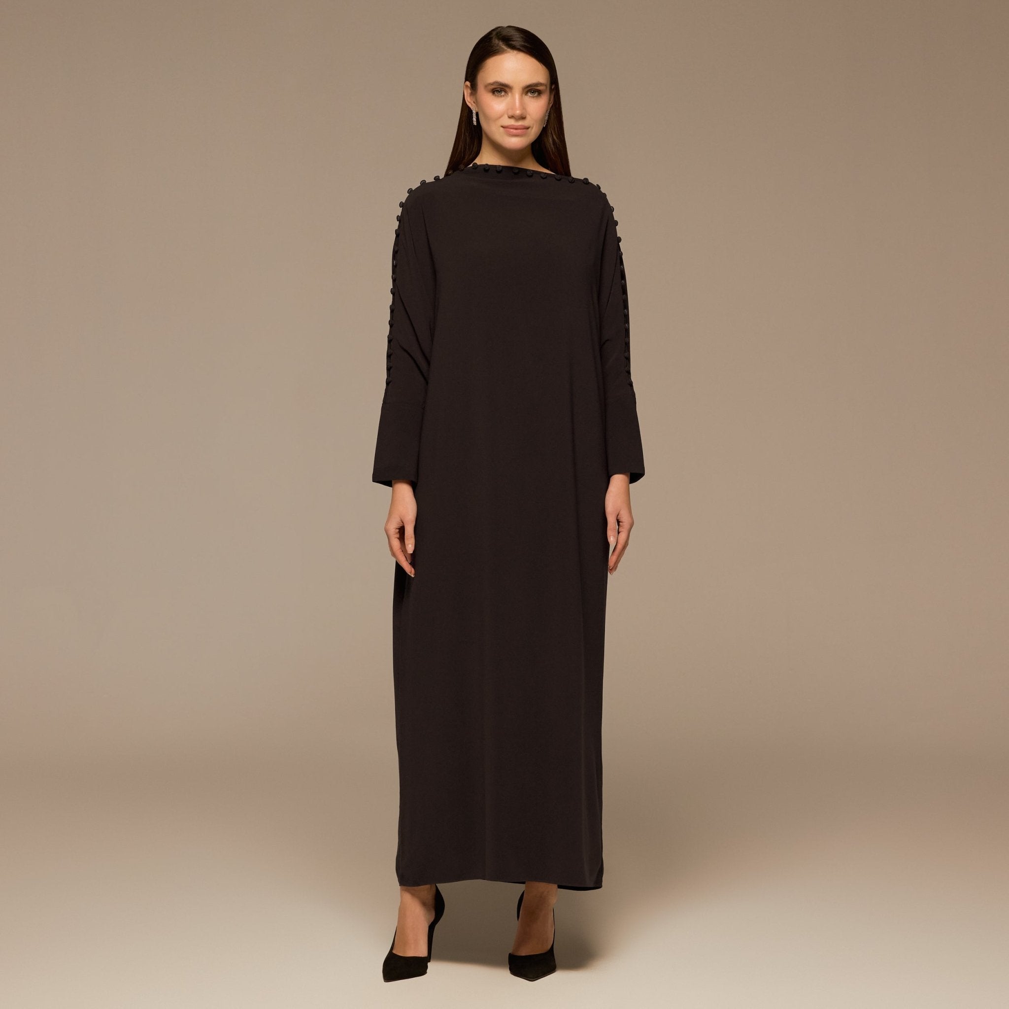 Brown Asymmetric Crepe Kaftan - shopaleena