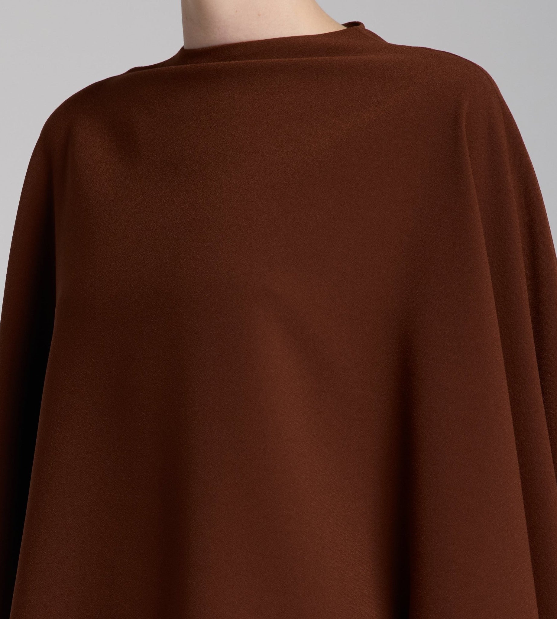 Brown Draped Cape Crepe Top - shopaleena