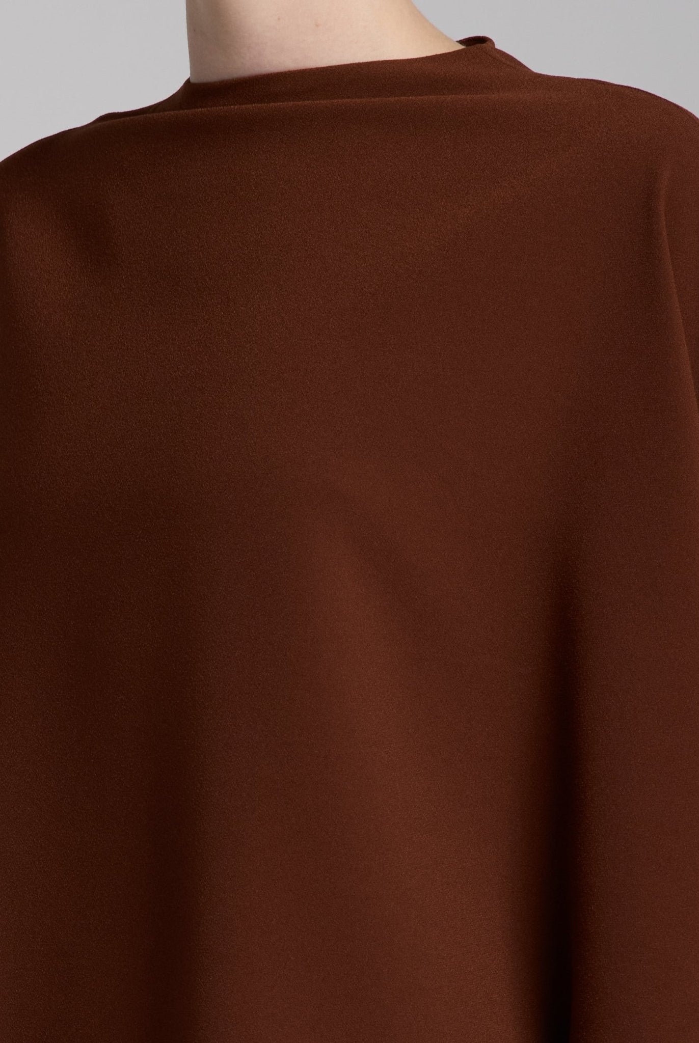 Brown Draped Cape Crepe Top - shopaleena