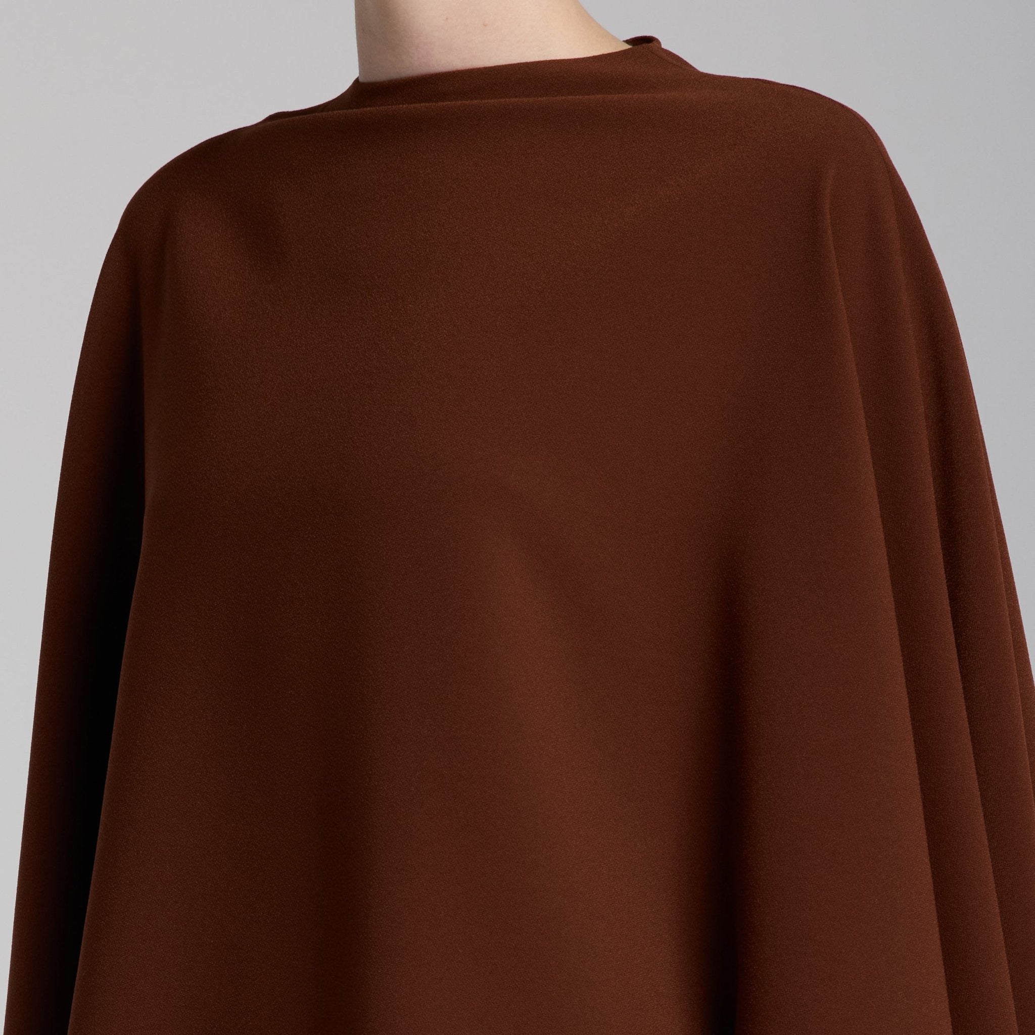 Brown Draped Cape Crepe Top - shopaleena