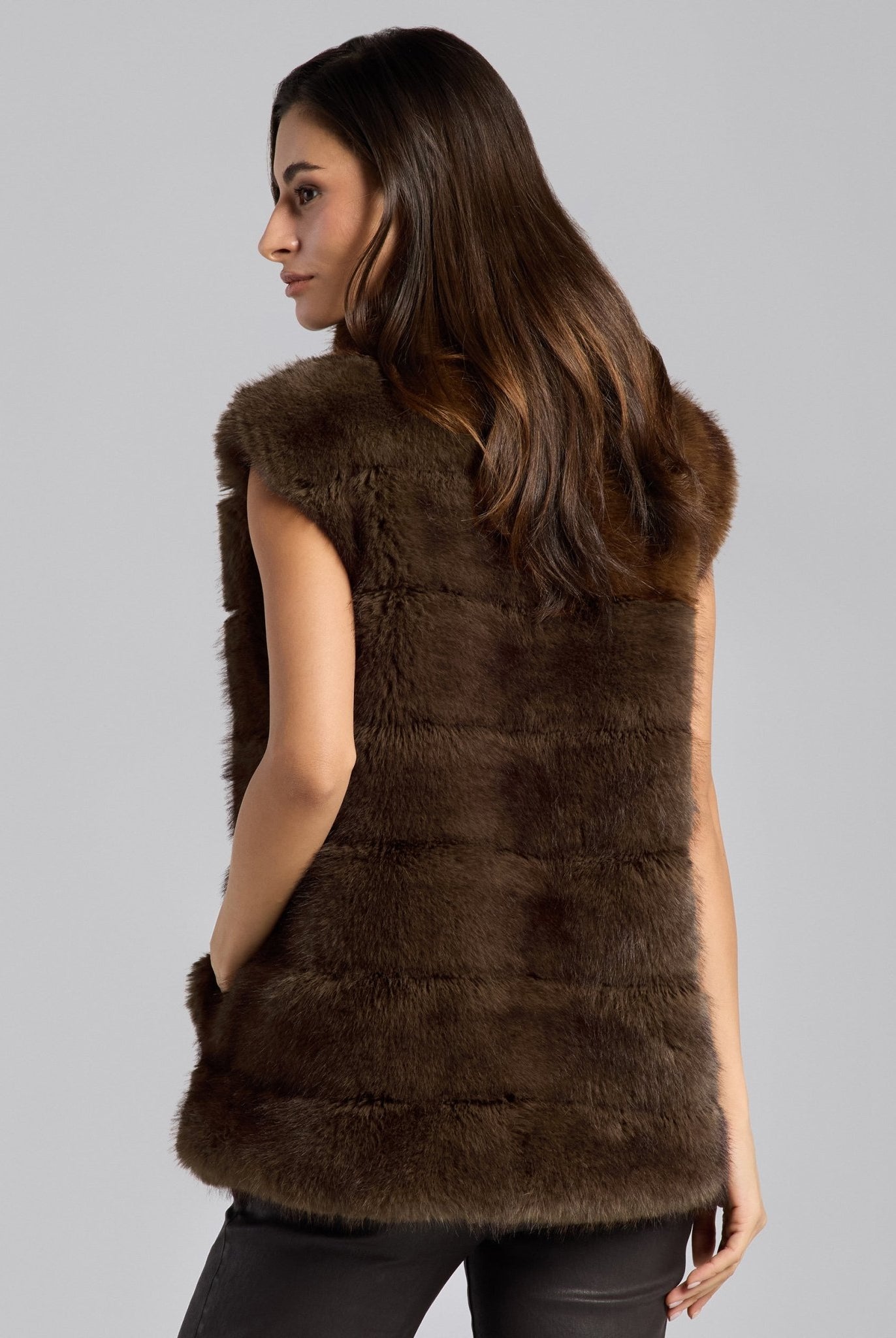 Brown Faux Fox Fur Vest - shopaleena