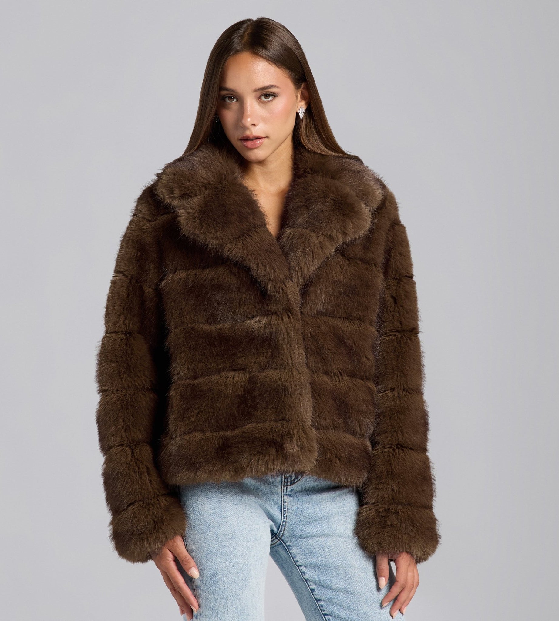 Brown Faux Sable Fur Jacket - shopaleena