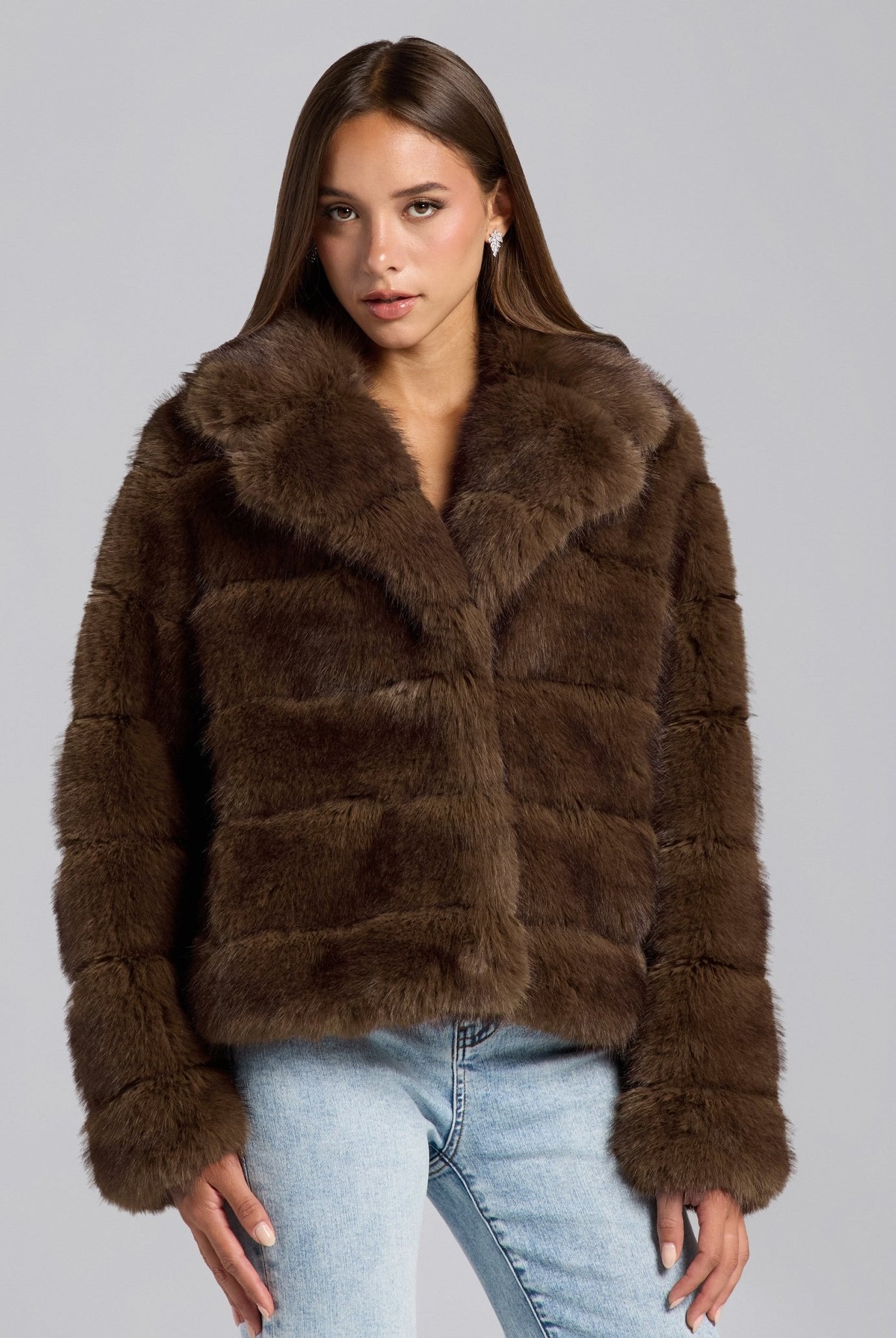 Brown Faux Sable Fur Jacket - shopaleena