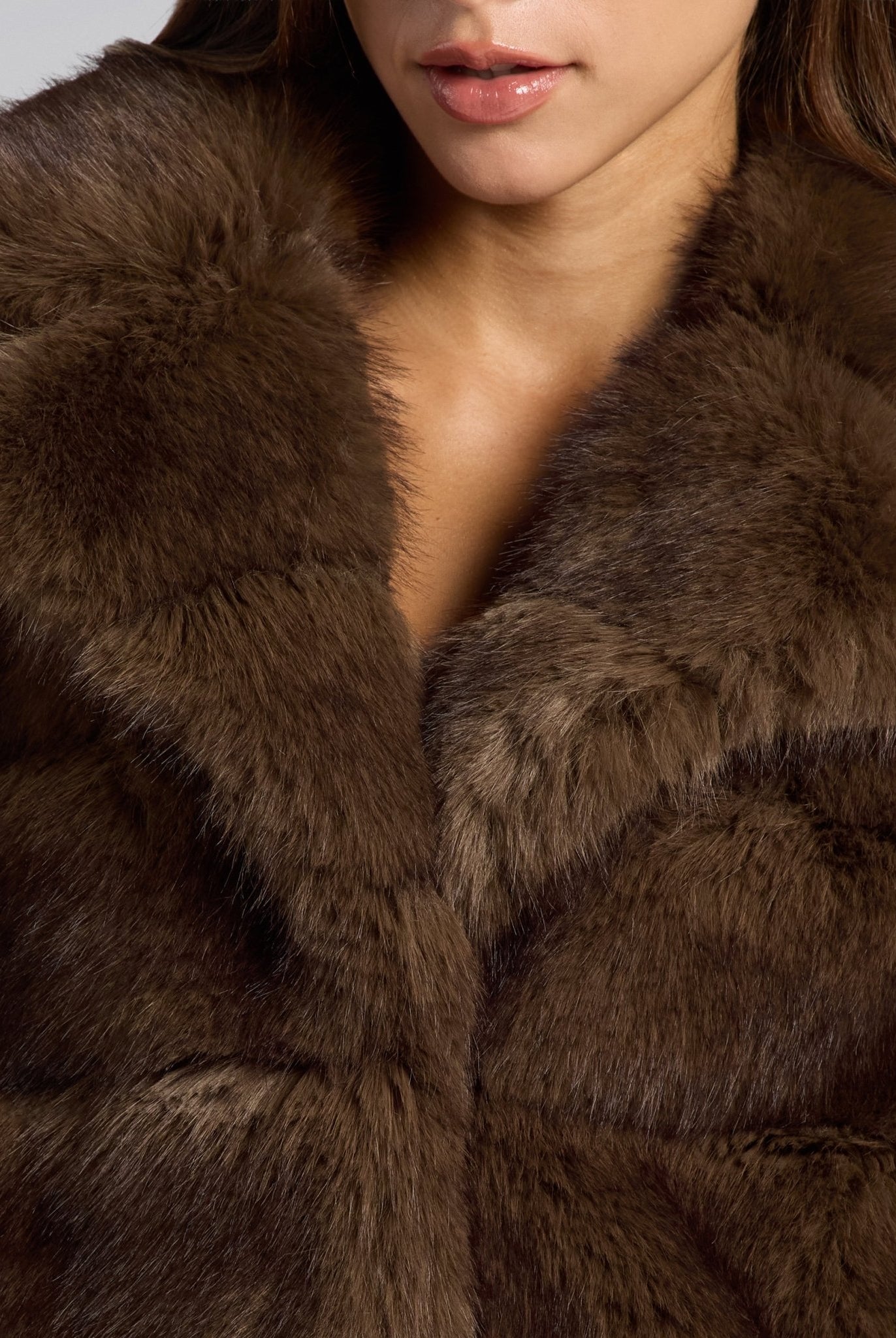 Brown Faux Sable Fur Jacket - shopaleena